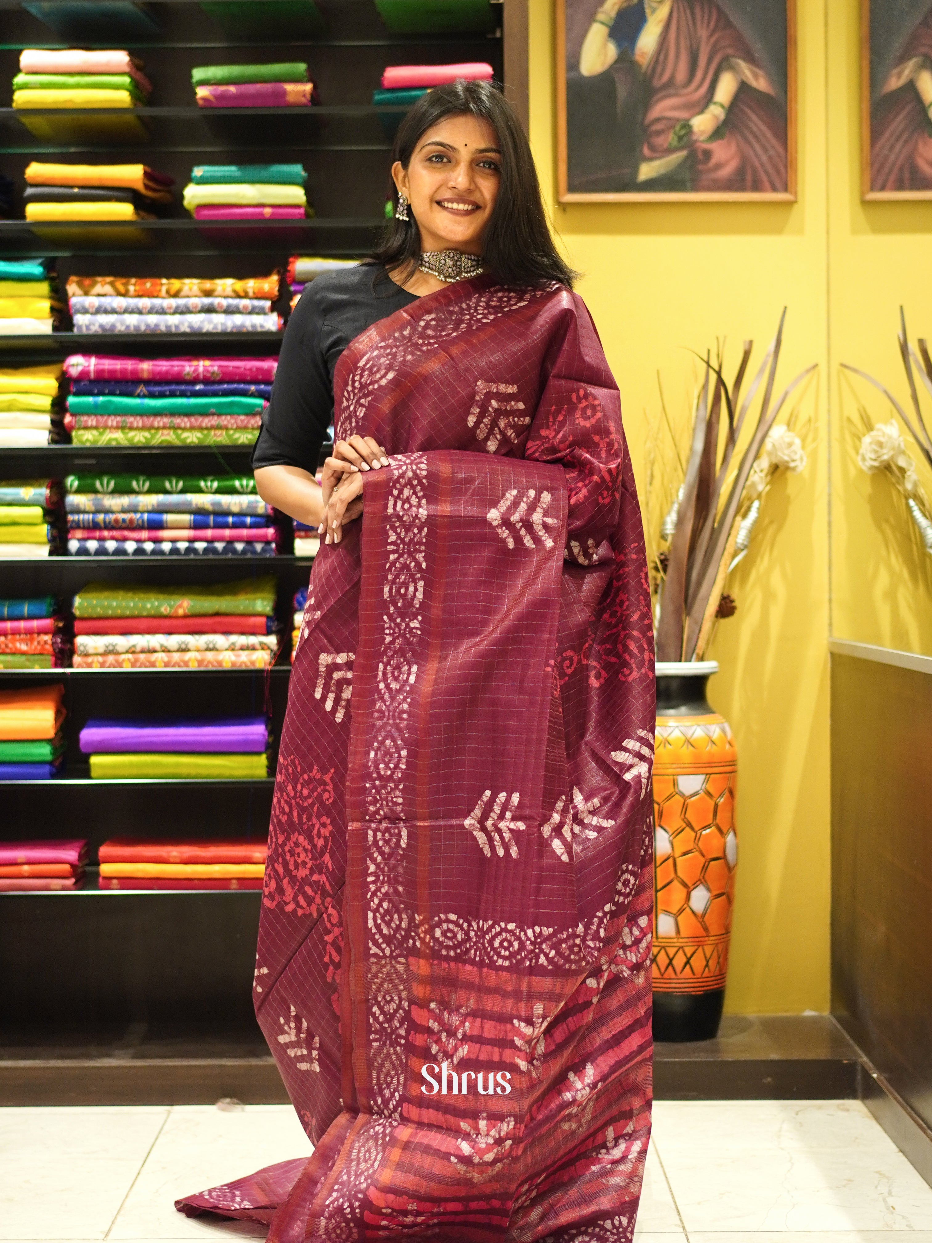 Maroon - Bhatik Saree - Shop on ShrusEternity.com