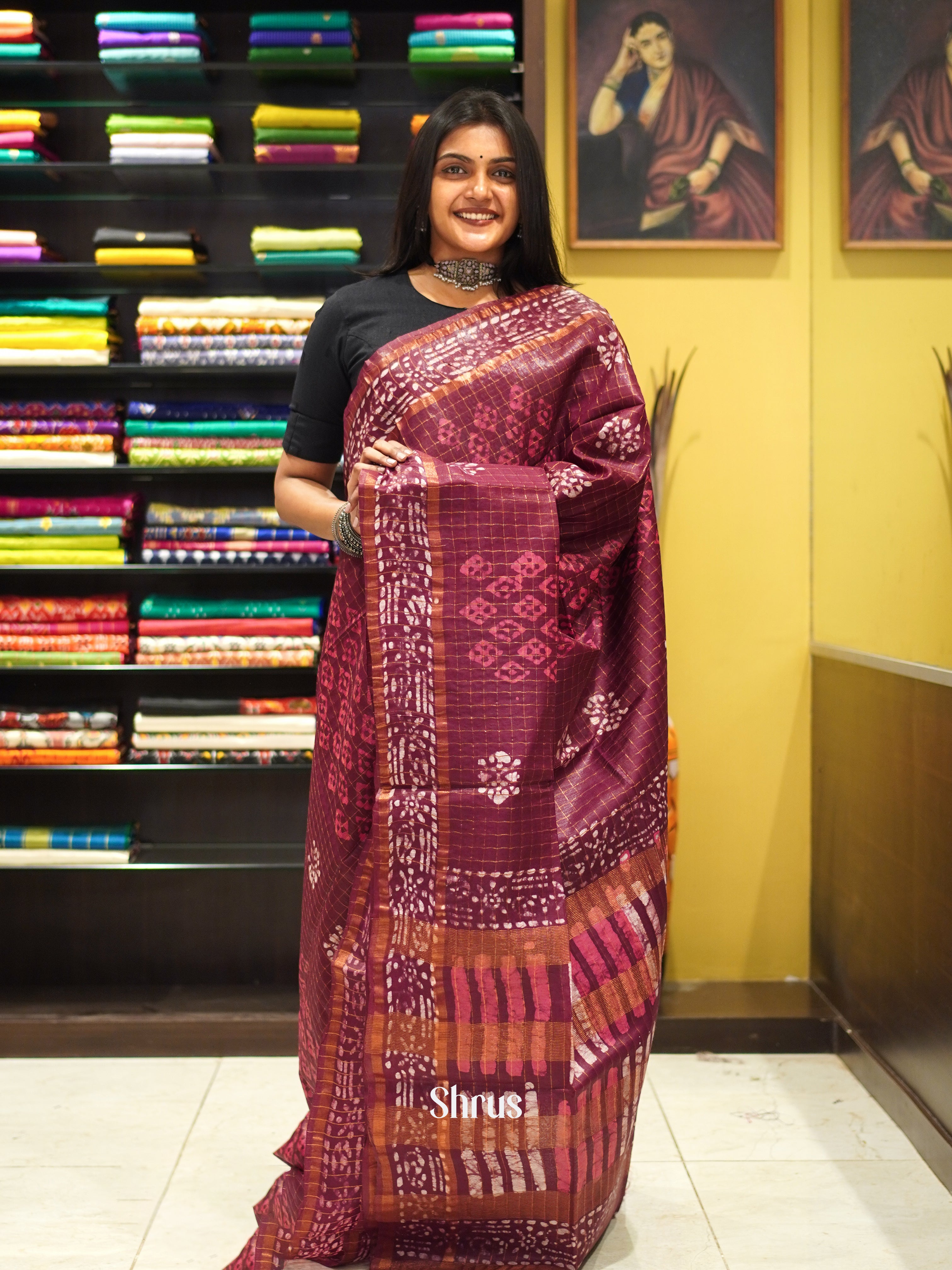 Wine - Bhatik Saree - Shop on ShrusEternity.com