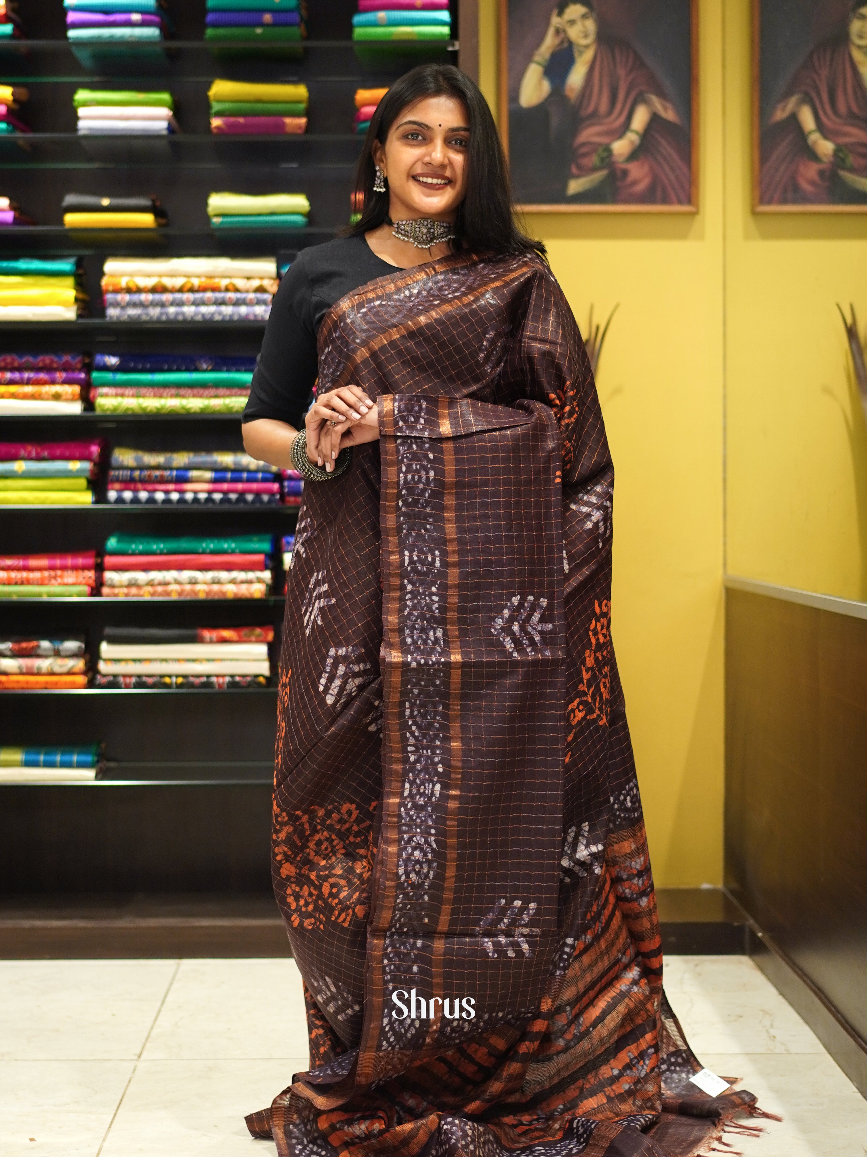 Brown - Bhatik Saree - Shop on ShrusEternity.com