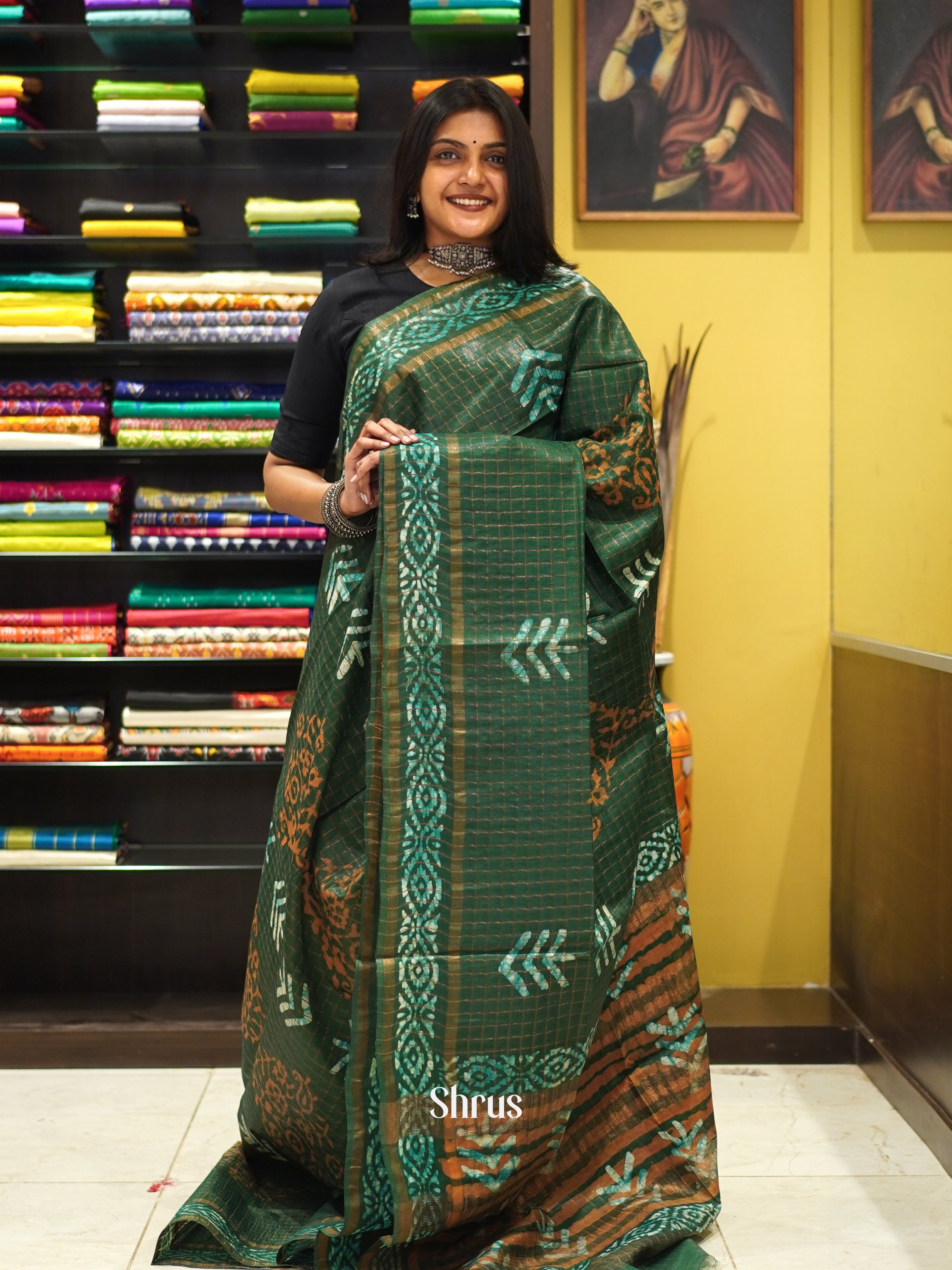 Green  - Bhatik Saree - Shop on ShrusEternity.com