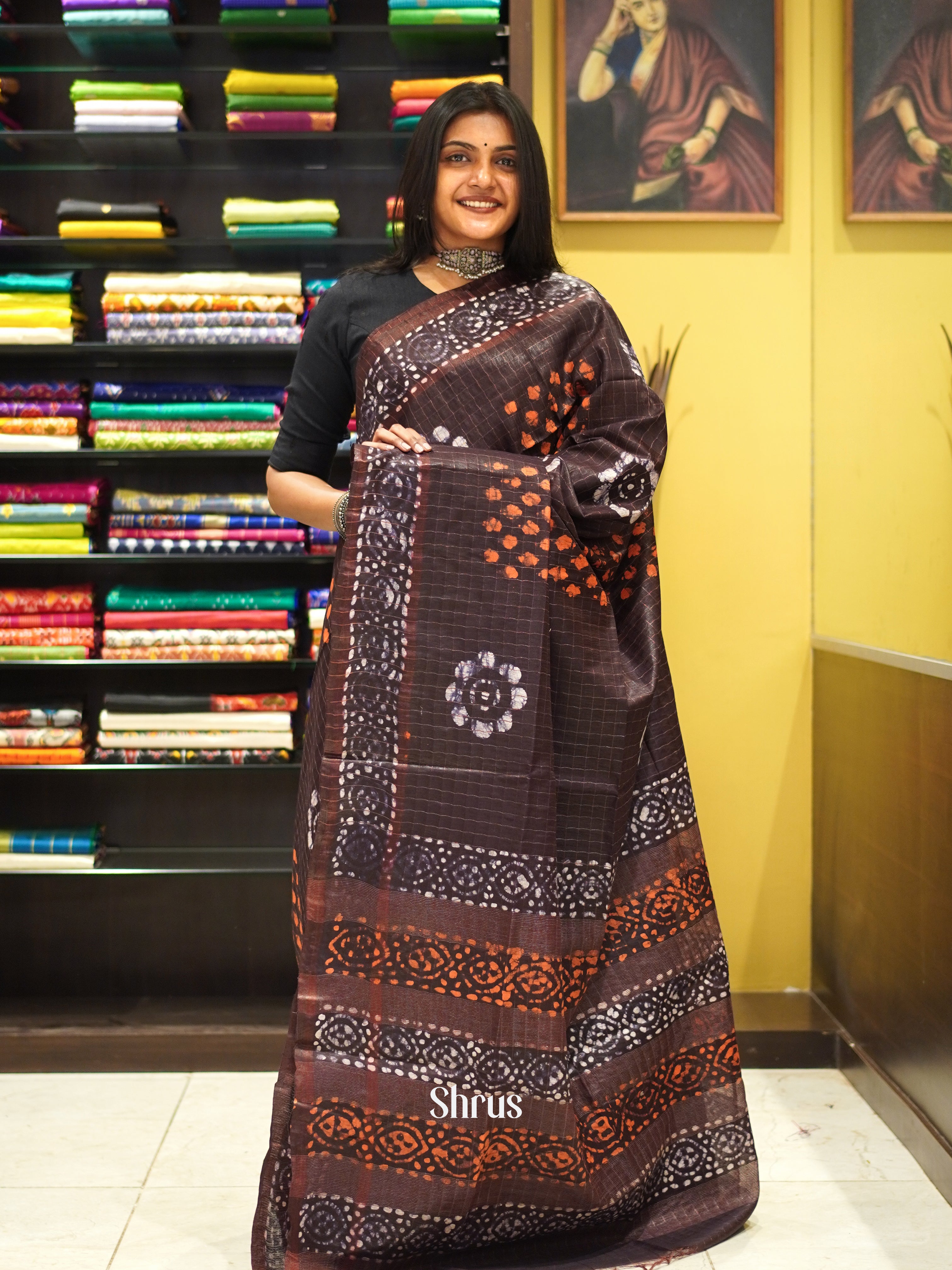 Brown  - Bhatik Saree - Shop on ShrusEternity.com