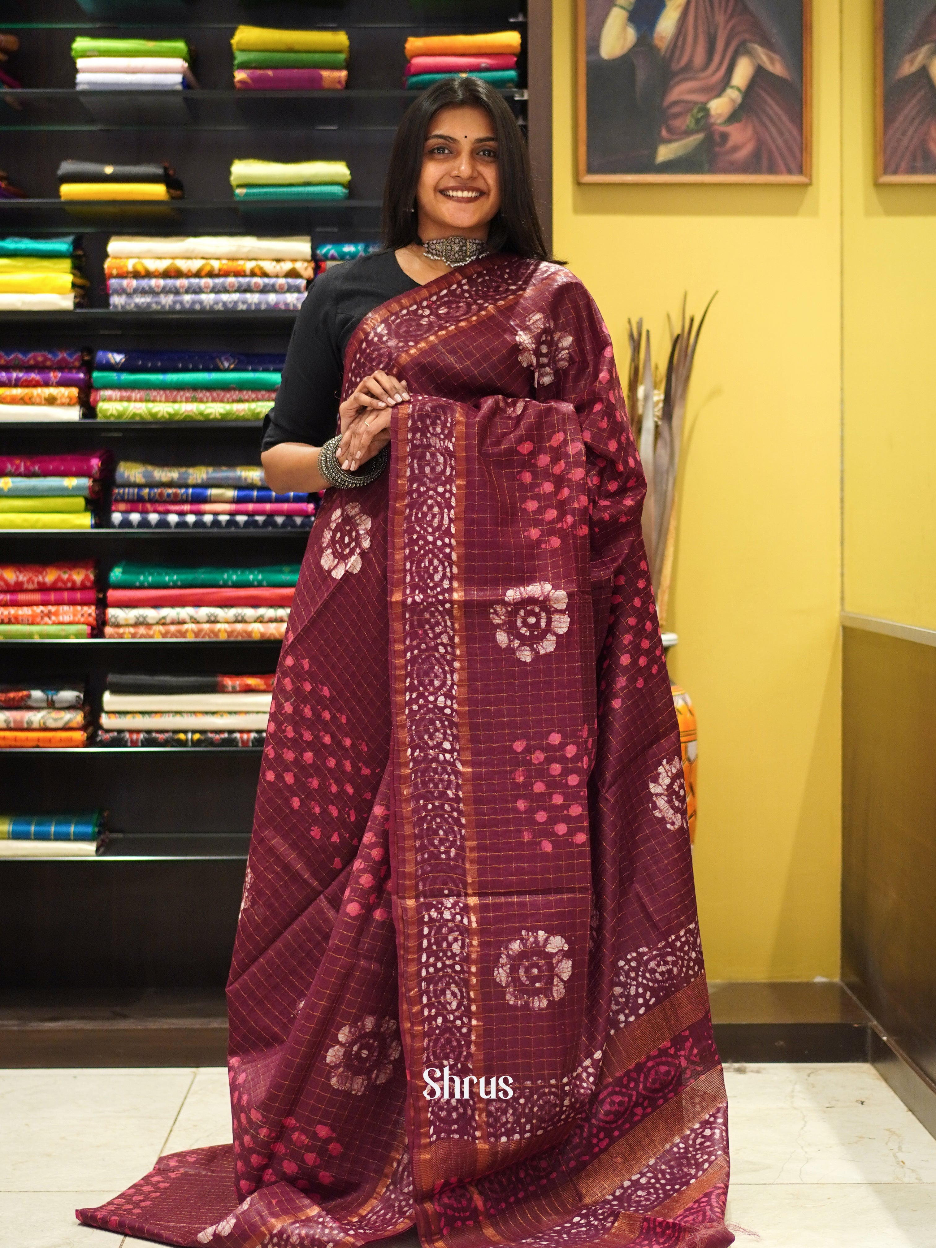 Maroon  - Bhatik Saree - Shop on ShrusEternity.com