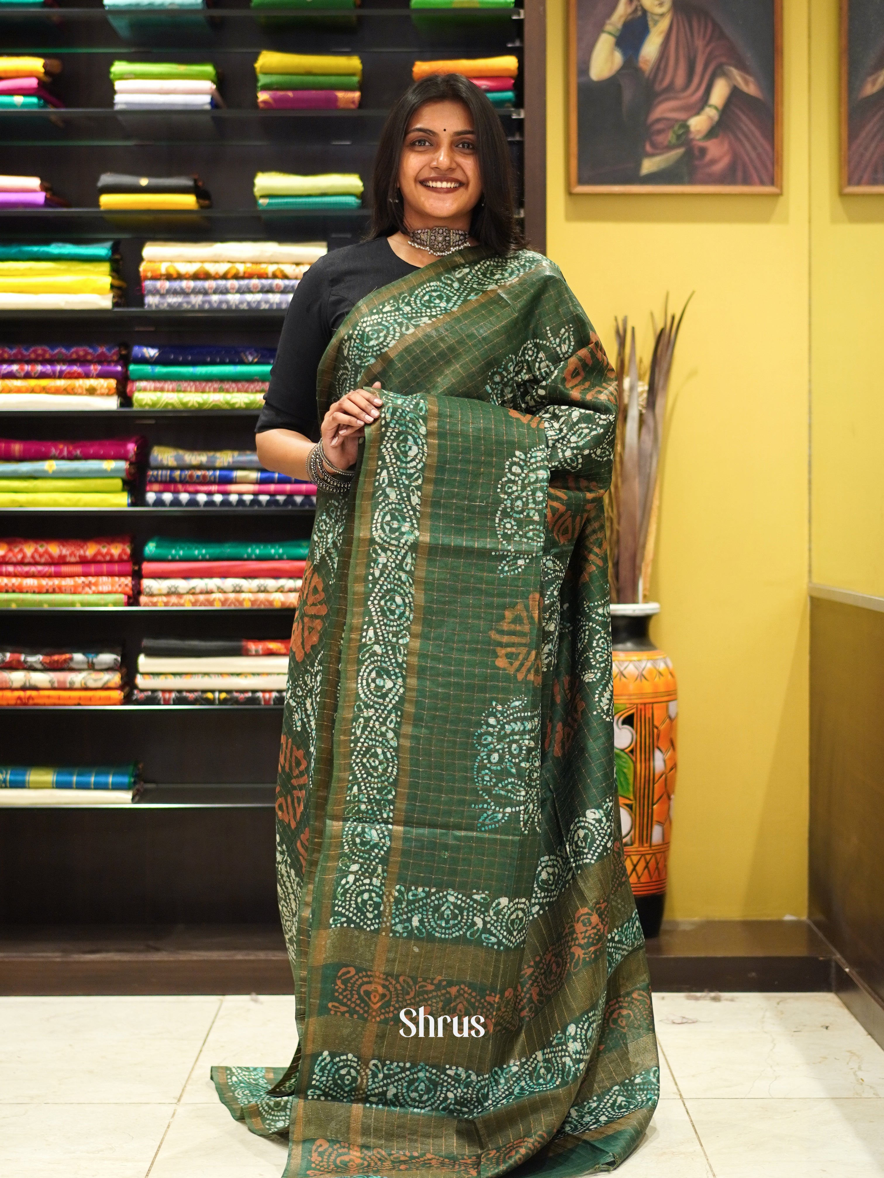 Green - Bhatik Saree - Shop on ShrusEternity.com