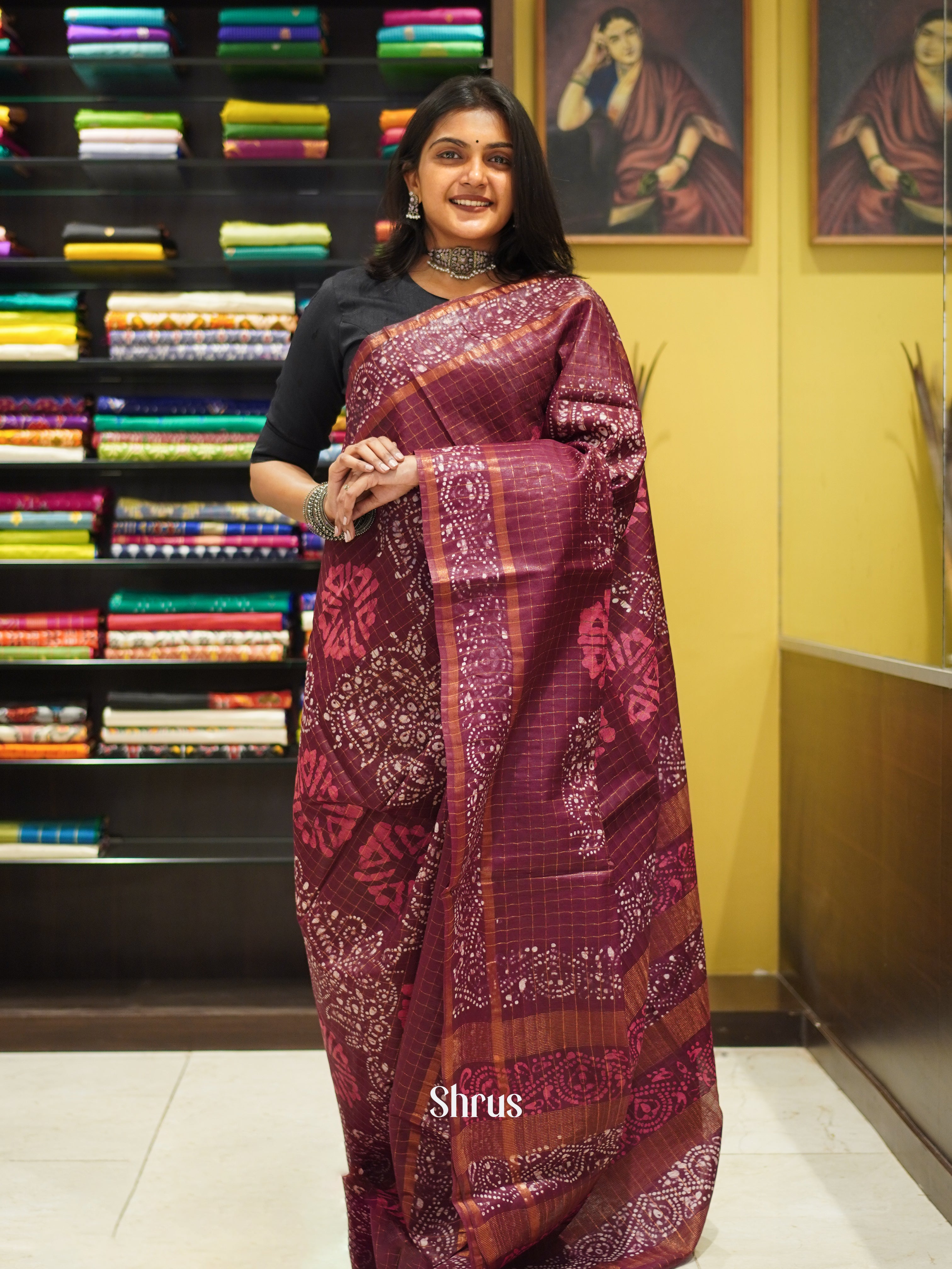 Wine - Bhatik Saree - Shop on ShrusEternity.com