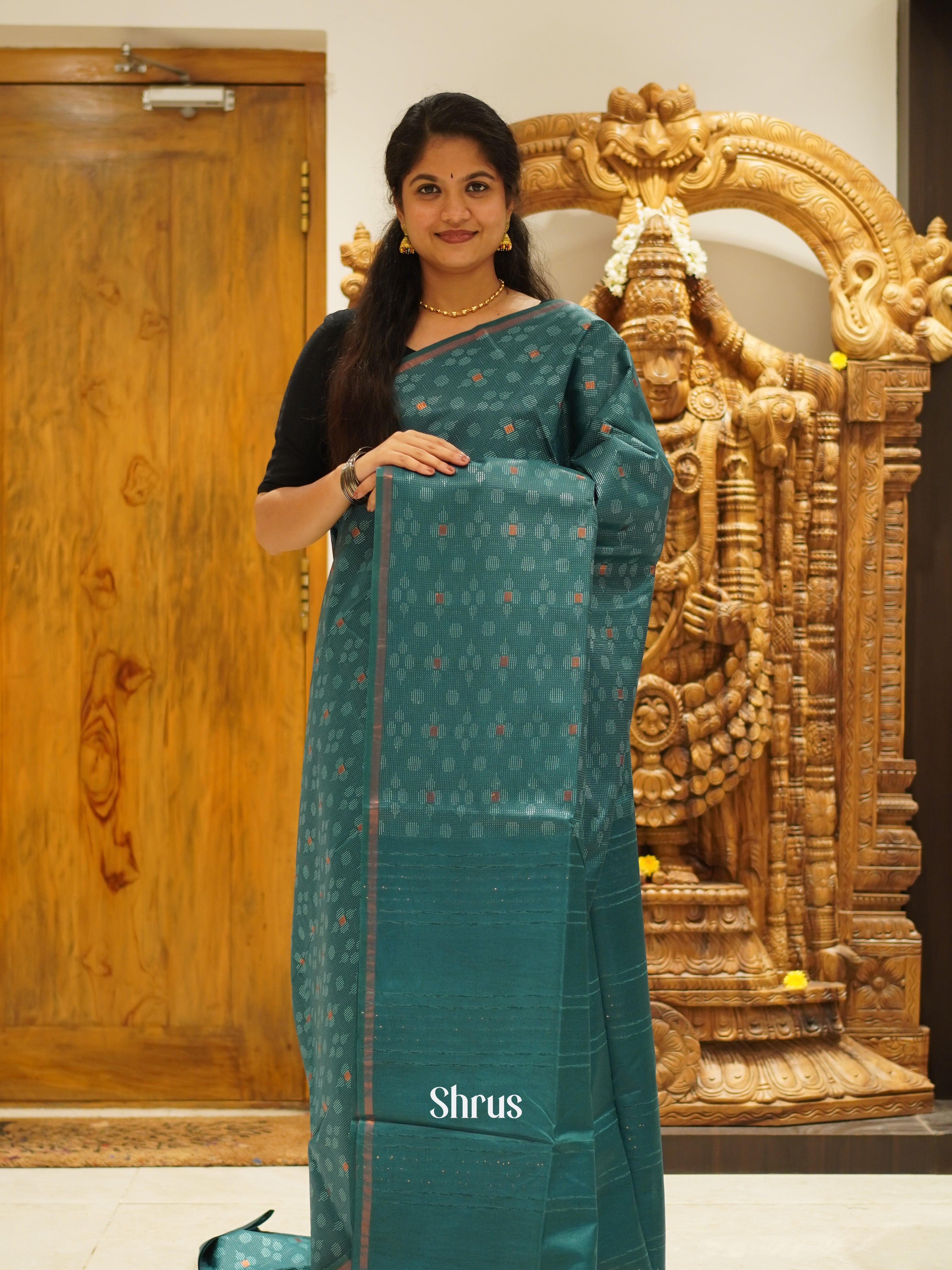 Green(Single Tone)- Semi Tussar Saree - Shop on ShrusEternity.com