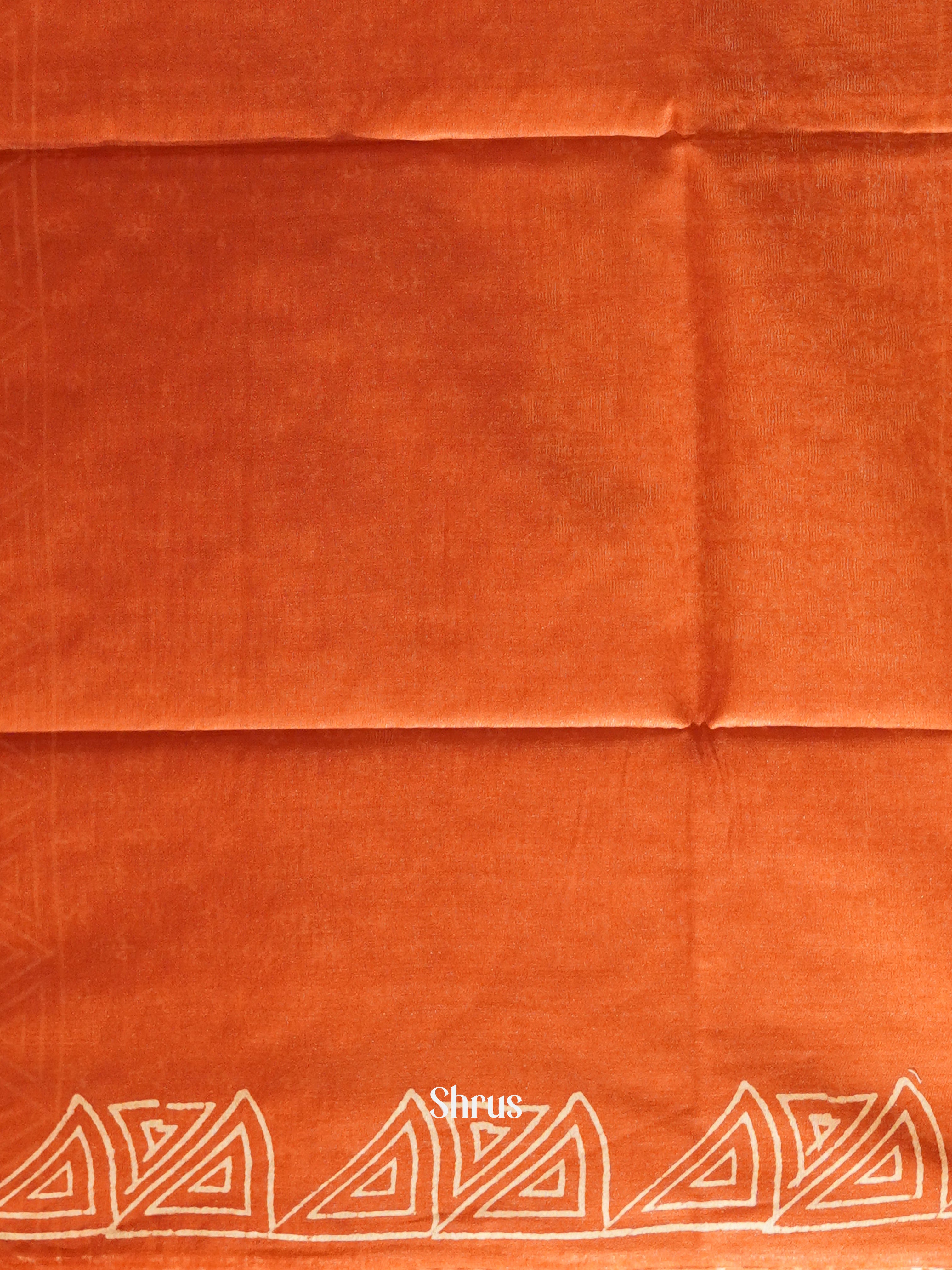 Peachish Pink & Red - Semi Tussar Saree - Shop on ShrusEternity.com