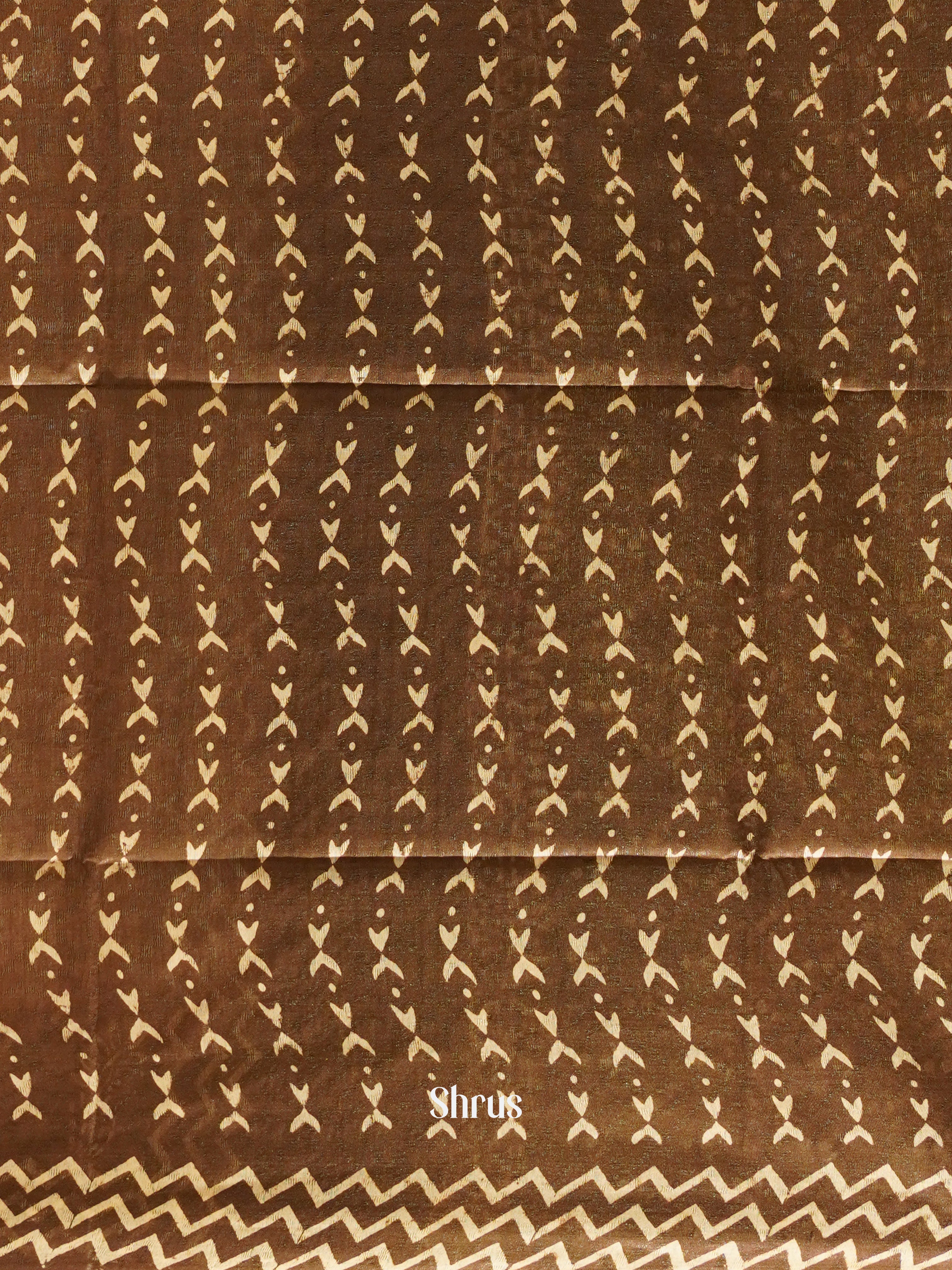 Brown - Semi Tussar Saree - Shop on ShrusEternity.com