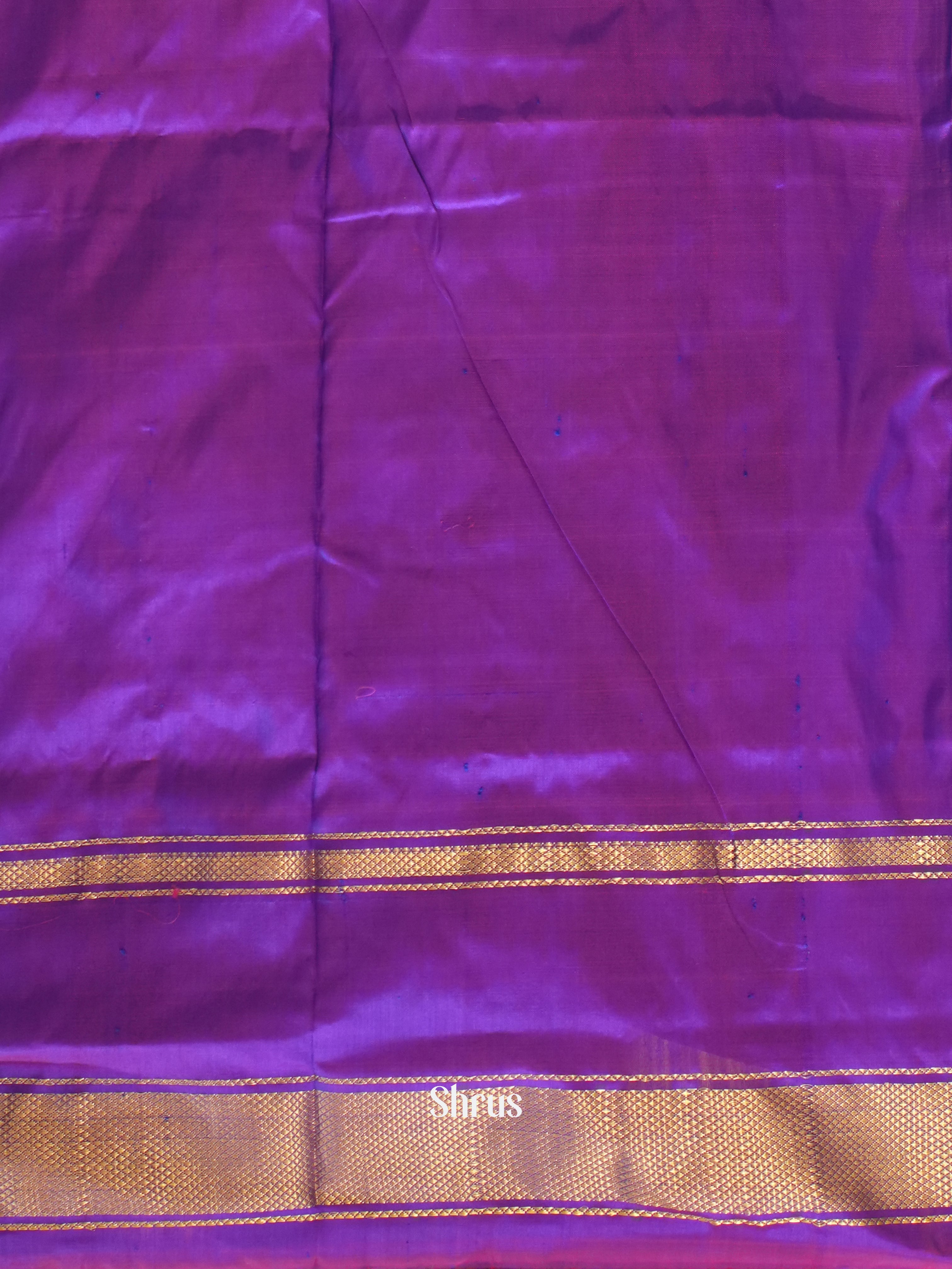 Cream & Purple - Ikkat Silk Saree