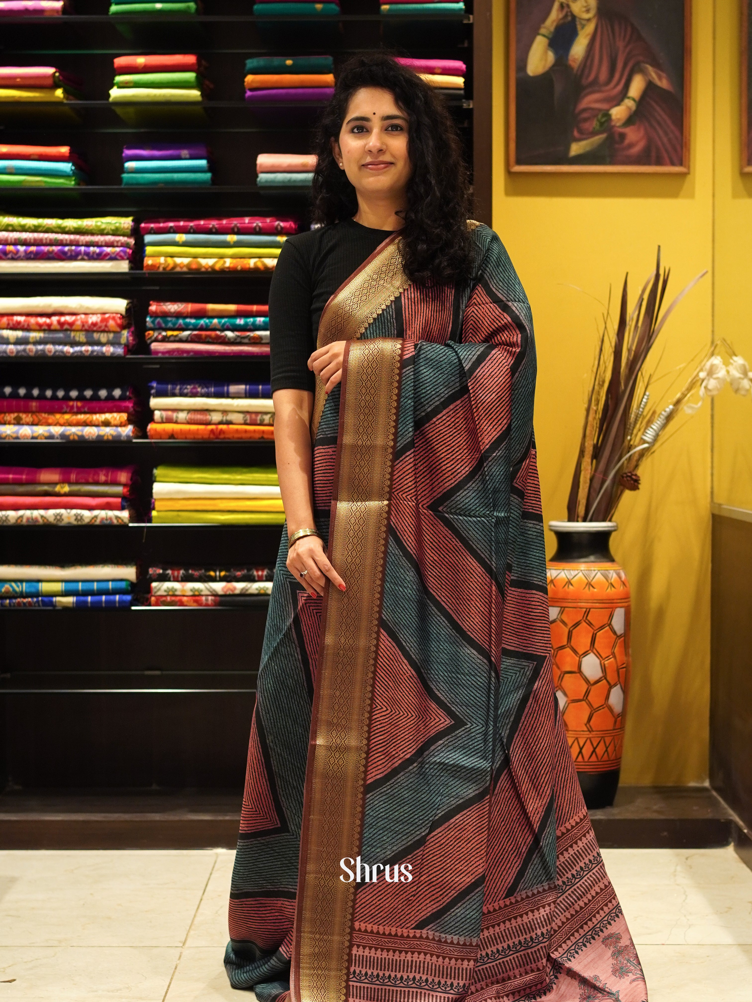 CES03415 - Semi Crepe Saree - Shop on ShrusEternity.com