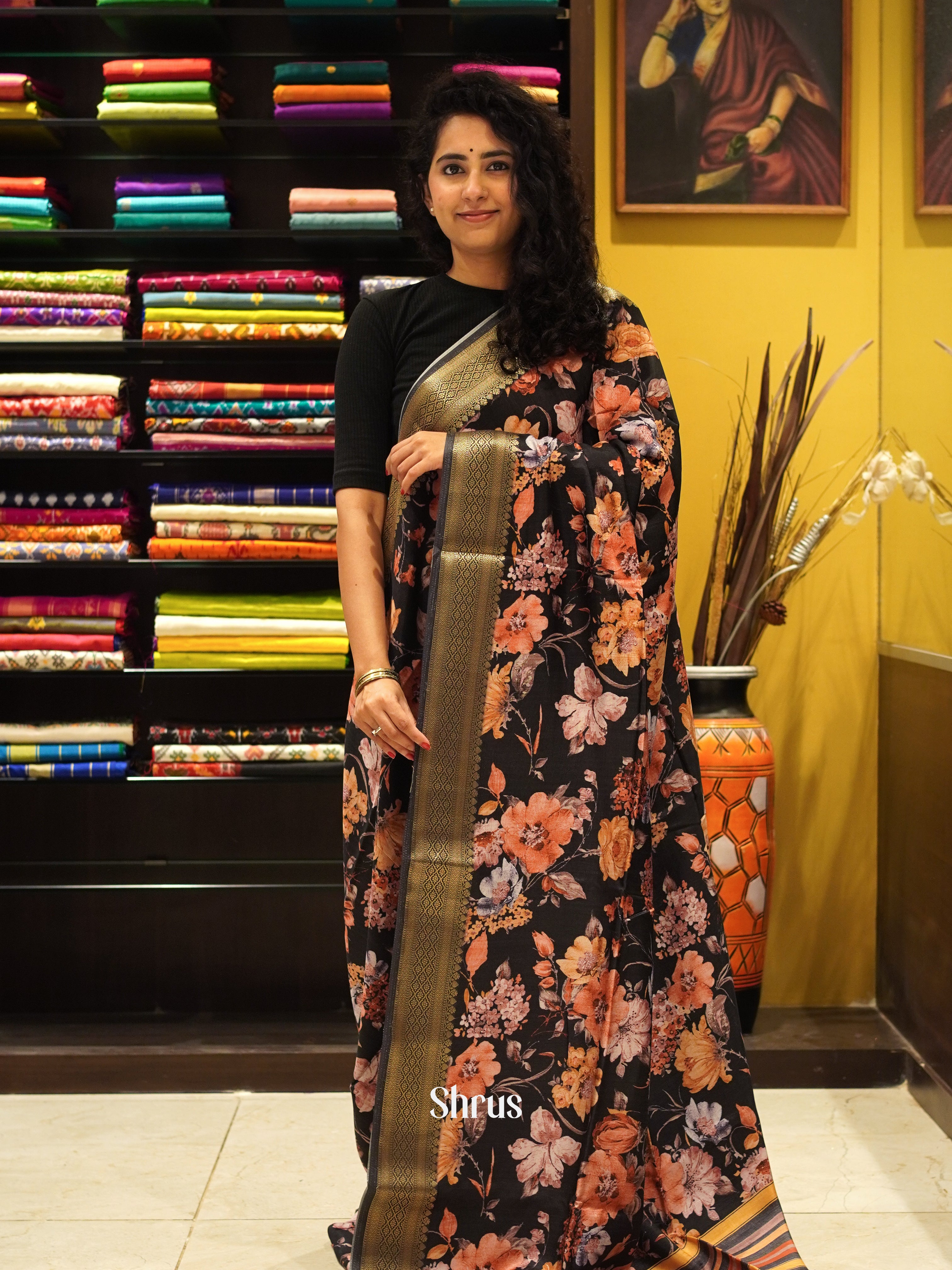 CES03416 - Semi Crepe Saree - Shop on ShrusEternity.com