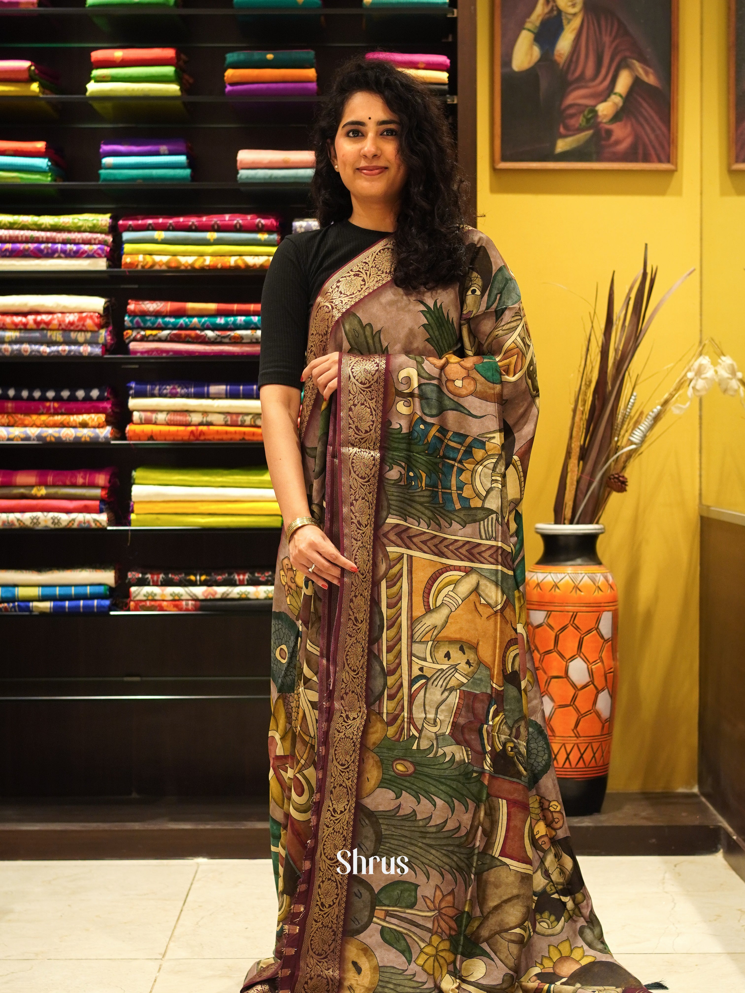 CES03418 - Semi Crepe Saree - Shop on ShrusEternity.com