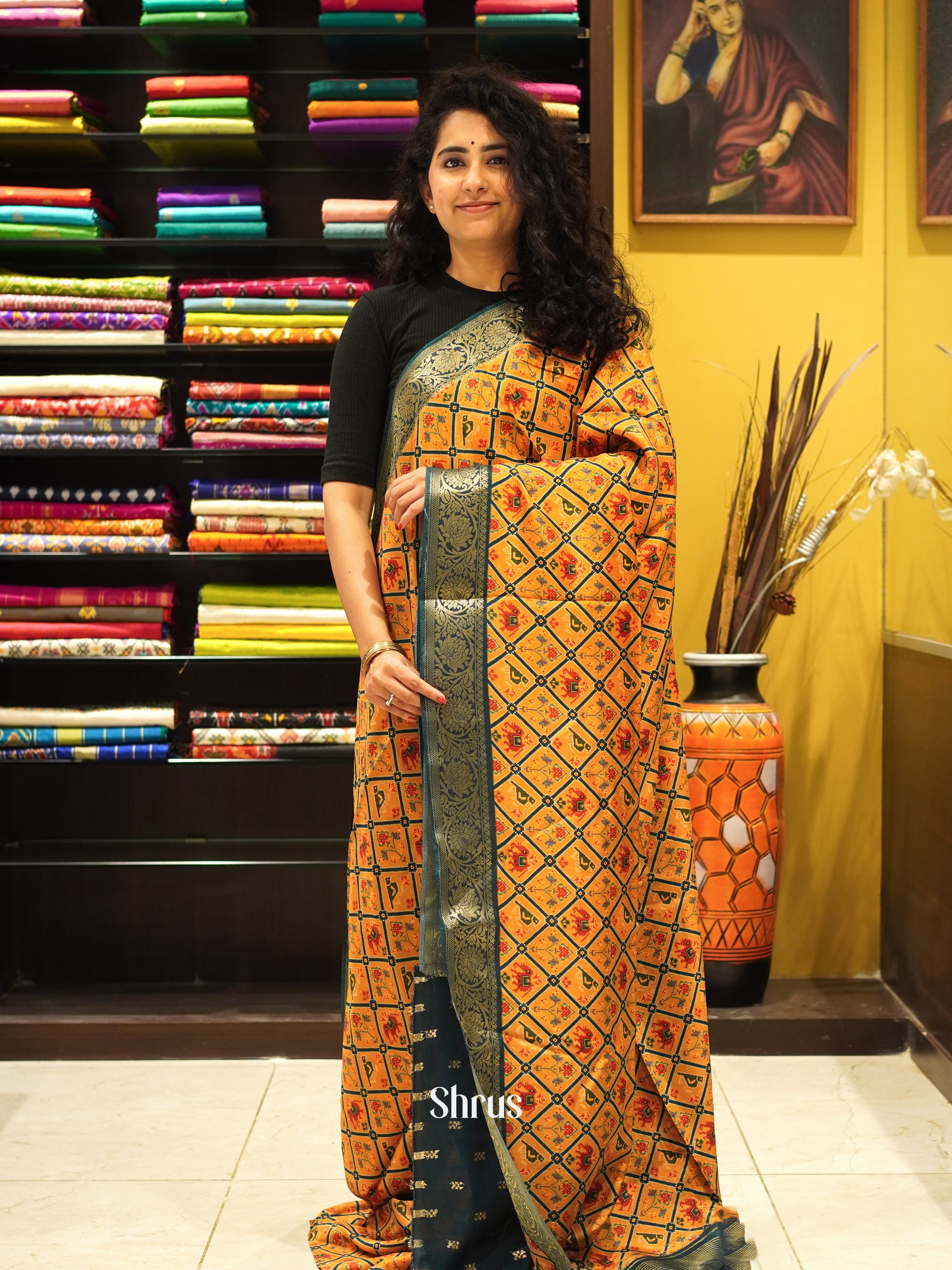 CES03423 - Semi Crepe Saree - Shop on ShrusEternity.com