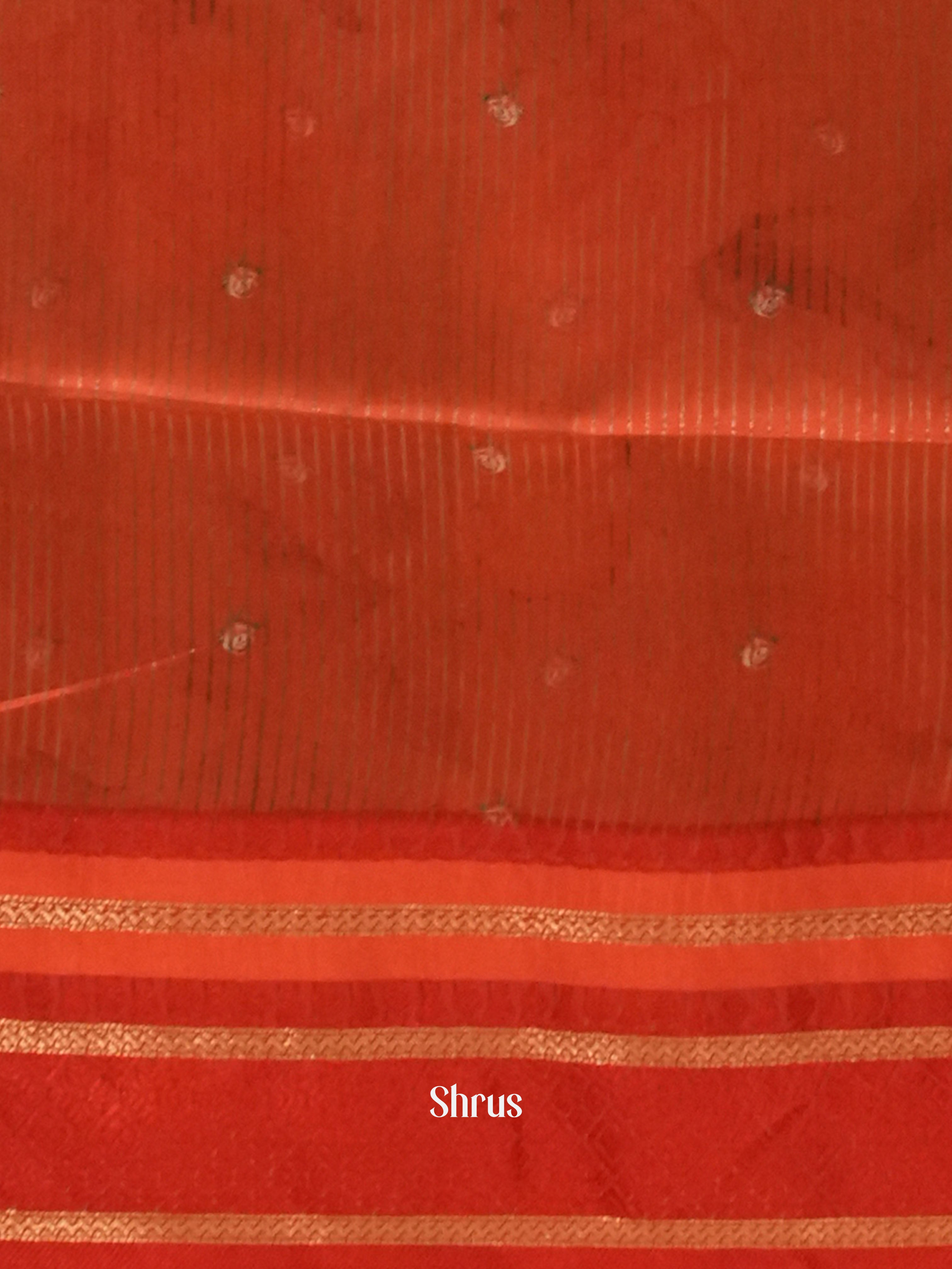 Green & Red  -Semi Dupion Saree