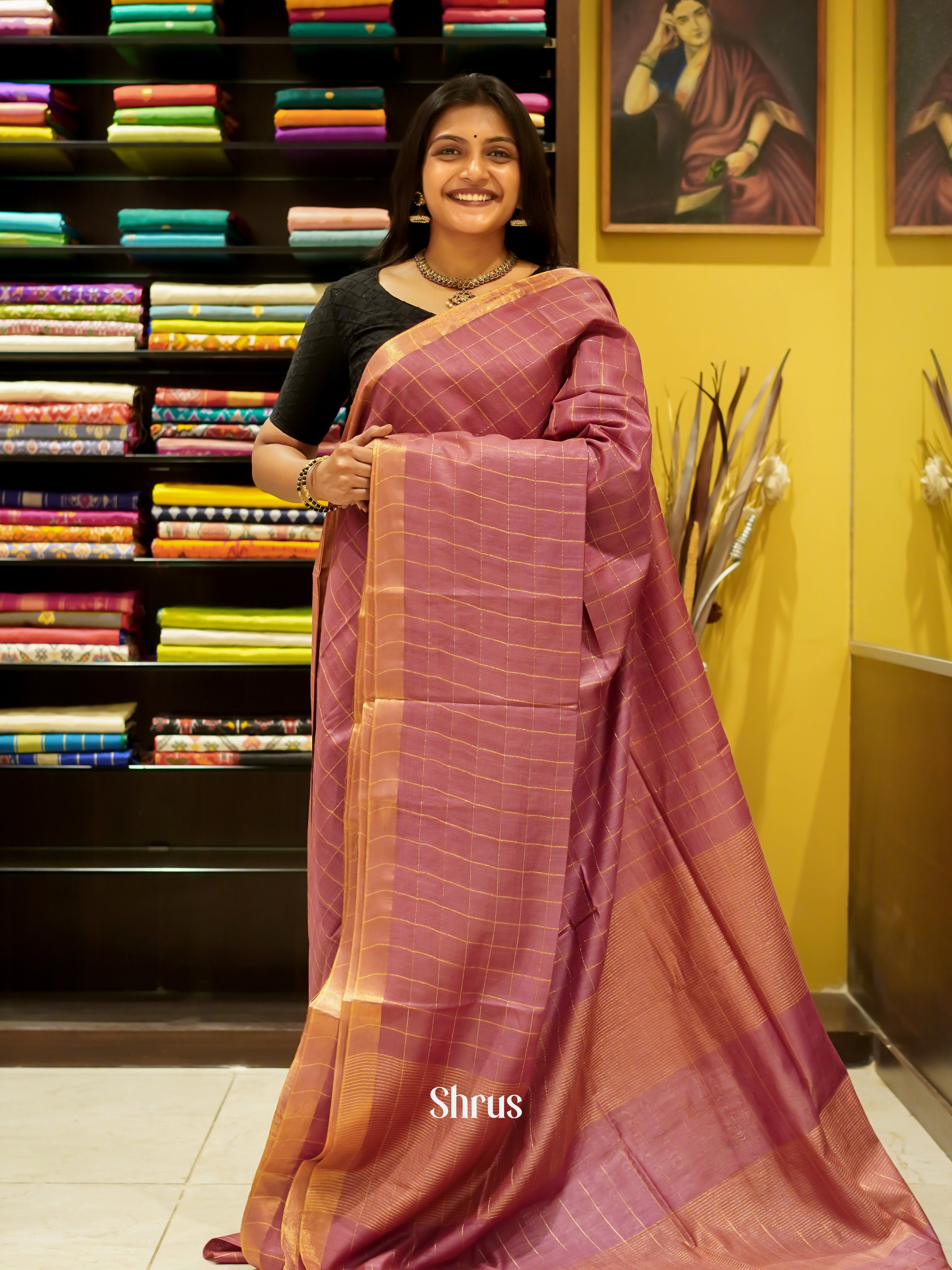 Onion Peel(Single Tone) - Semi Tussar Saree - Shop on ShrusEternity.com