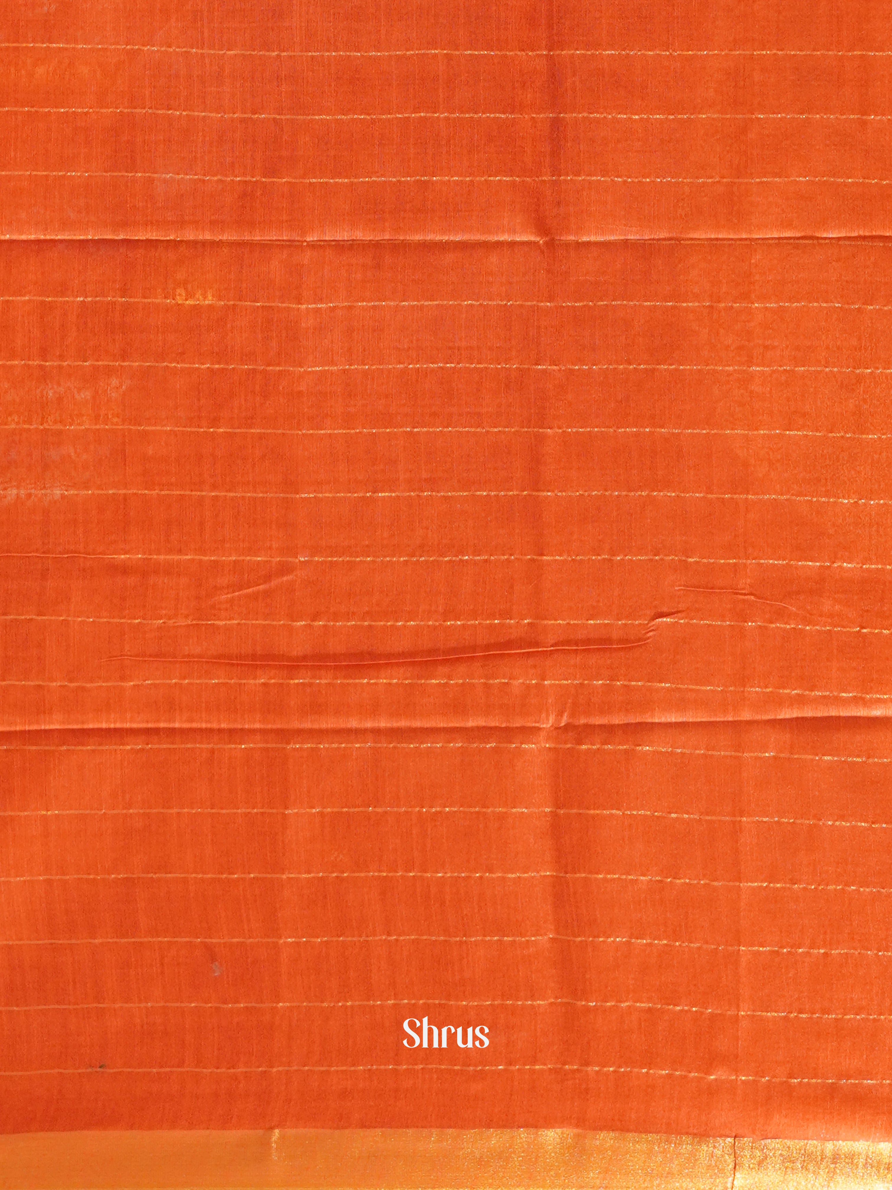 Orange(Single Tone) - Semi Tussar Saree - Shop on ShrusEternity.com