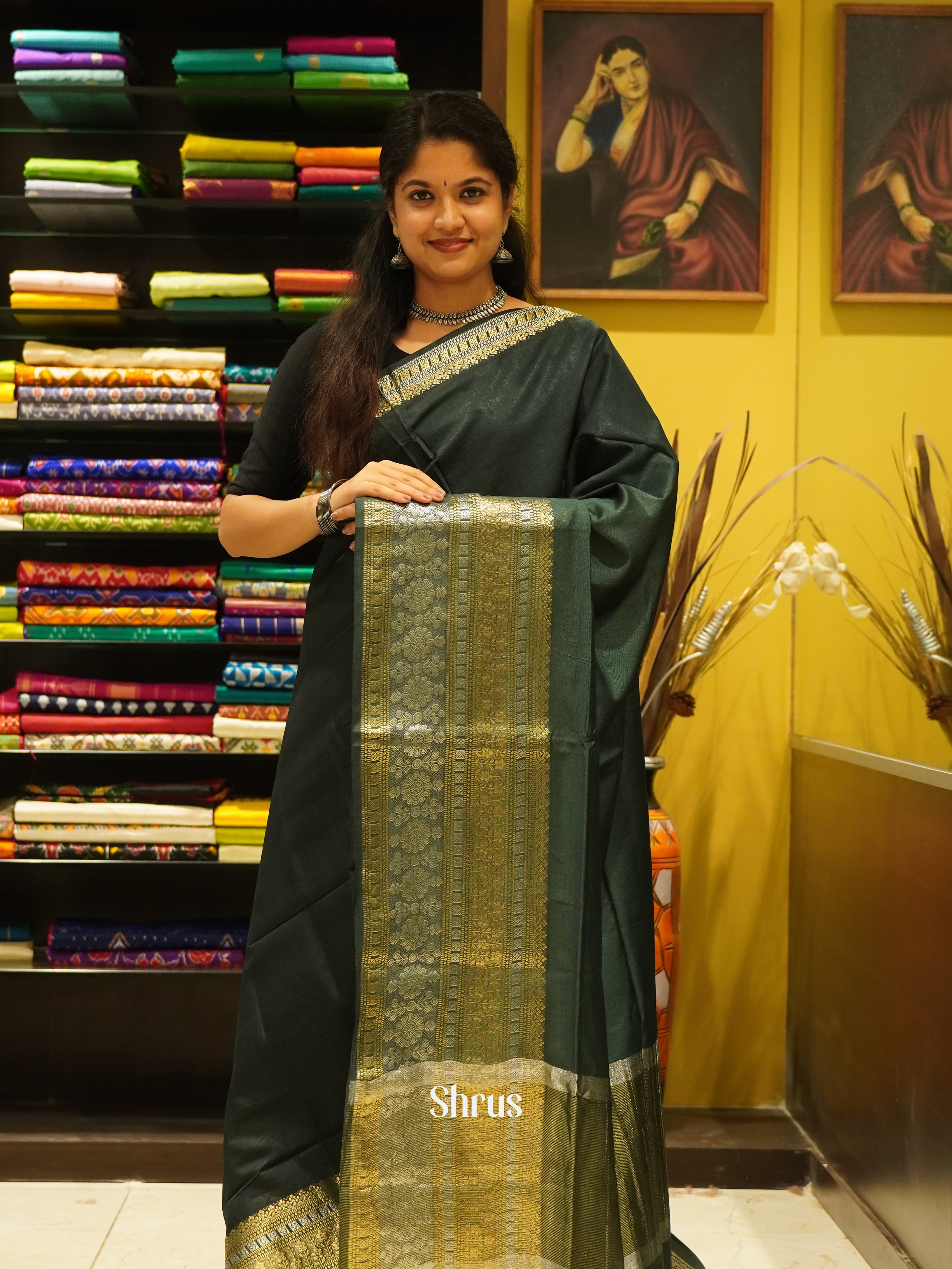 Green (Single Tone) - Semi TussarSaree - Shop on ShrusEternity.com