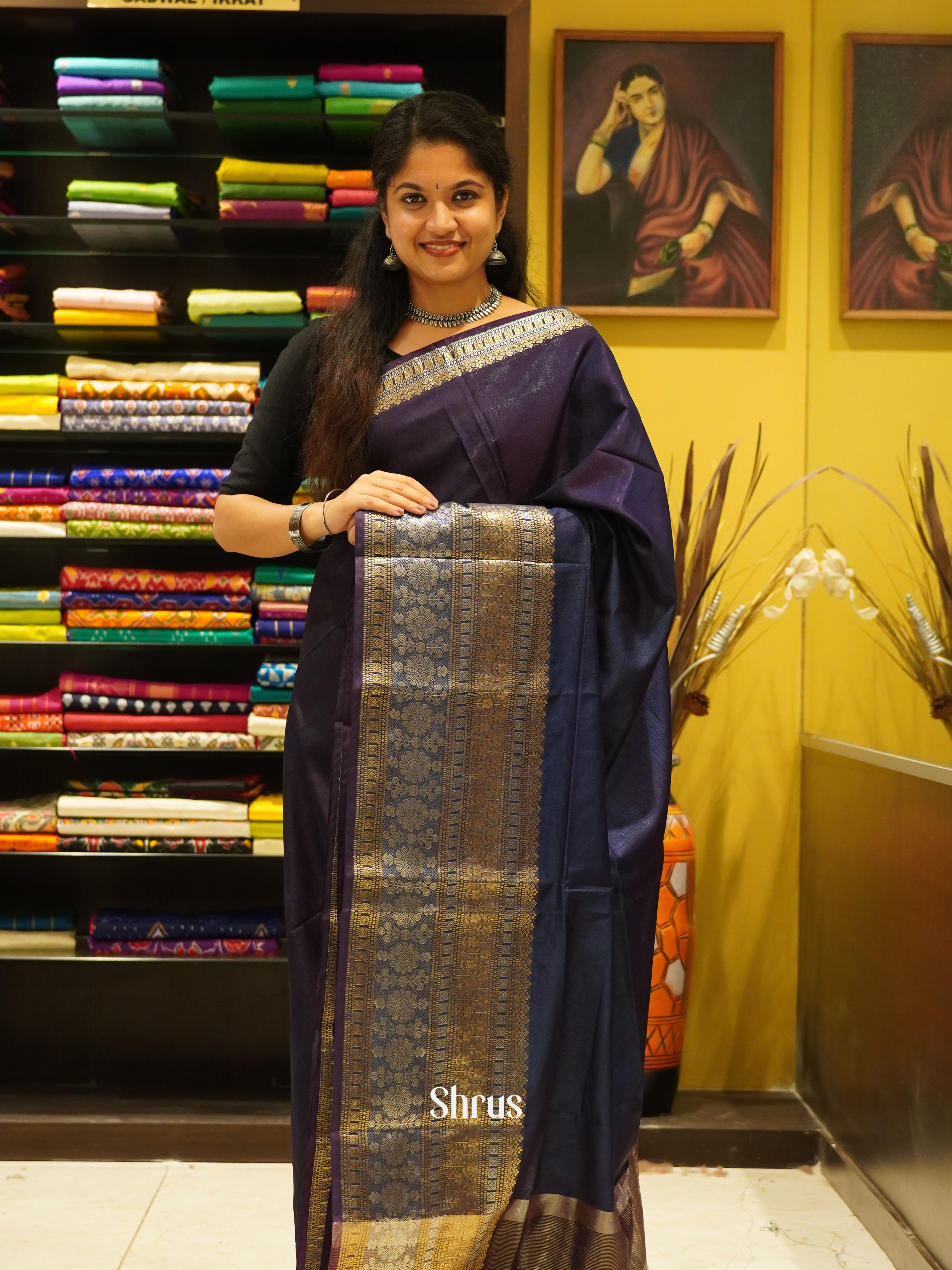 Purple(Single Tone)- Semi Tussar Saree - Shop on ShrusEternity.com