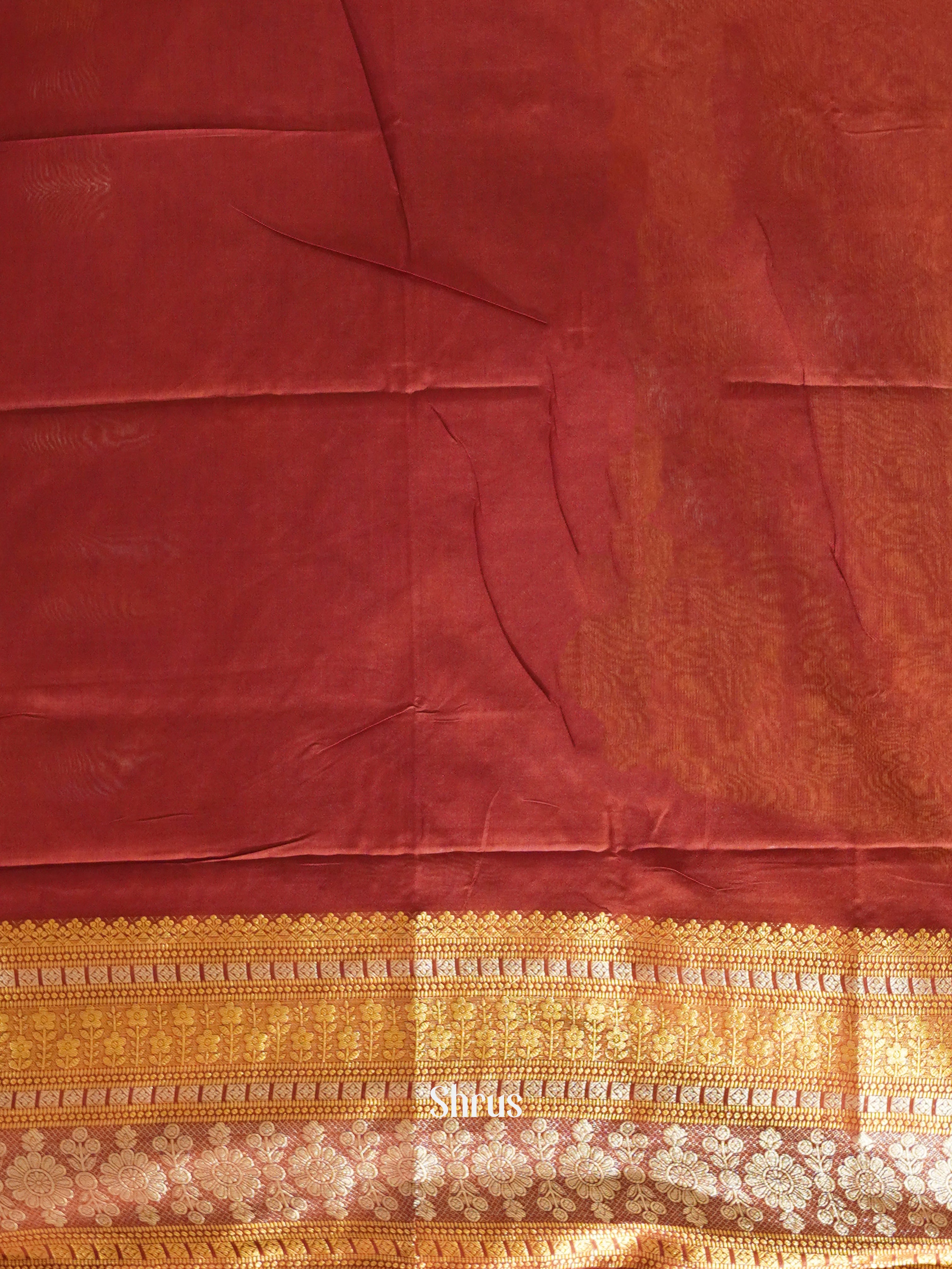 Maroon(Single Tone) -Semi Tussar Saree - Shop on ShrusEternity.com