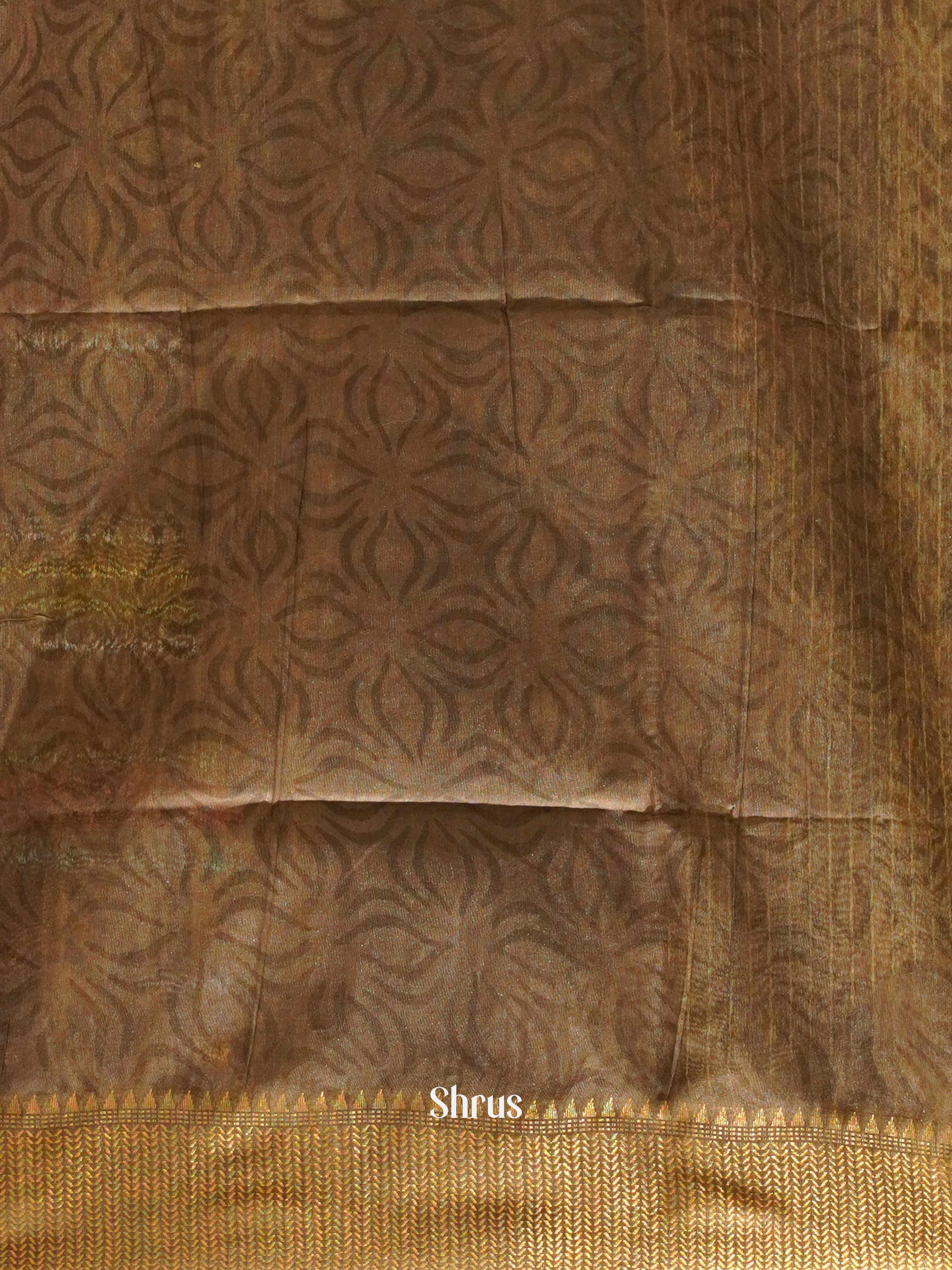 Cream & Grey - Semi Chanderi Saree - Shop on ShrusEternity.com