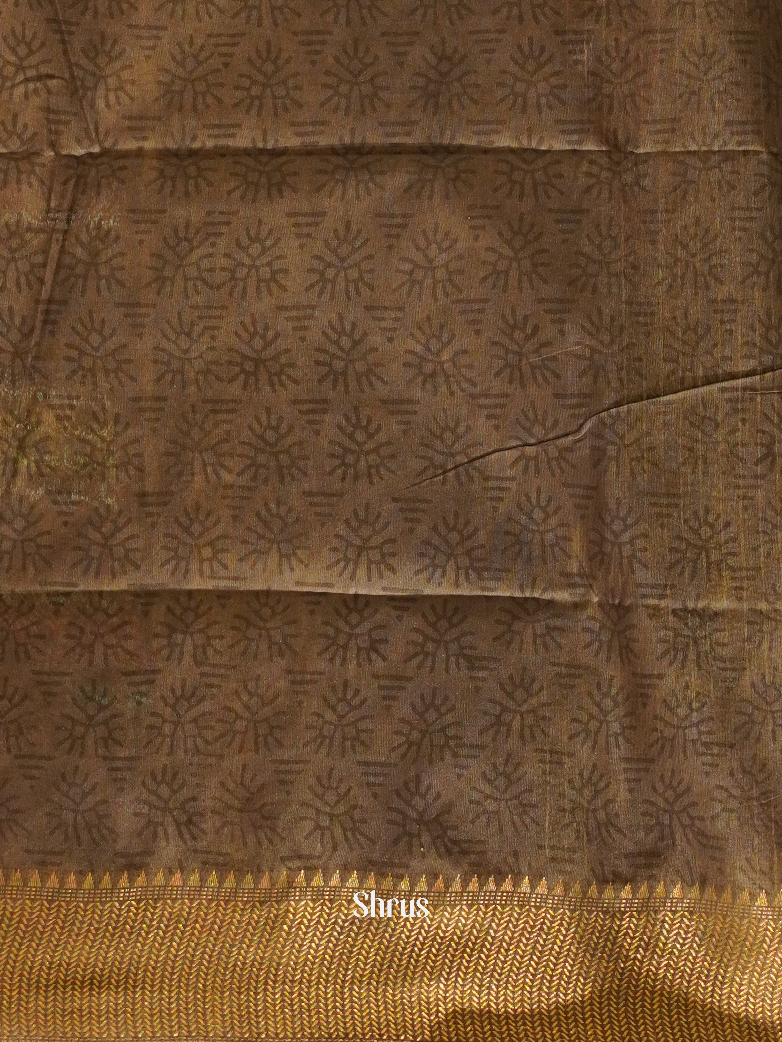 Cream & Grey - Semi Chanderi Saree - Shop on ShrusEternity.com