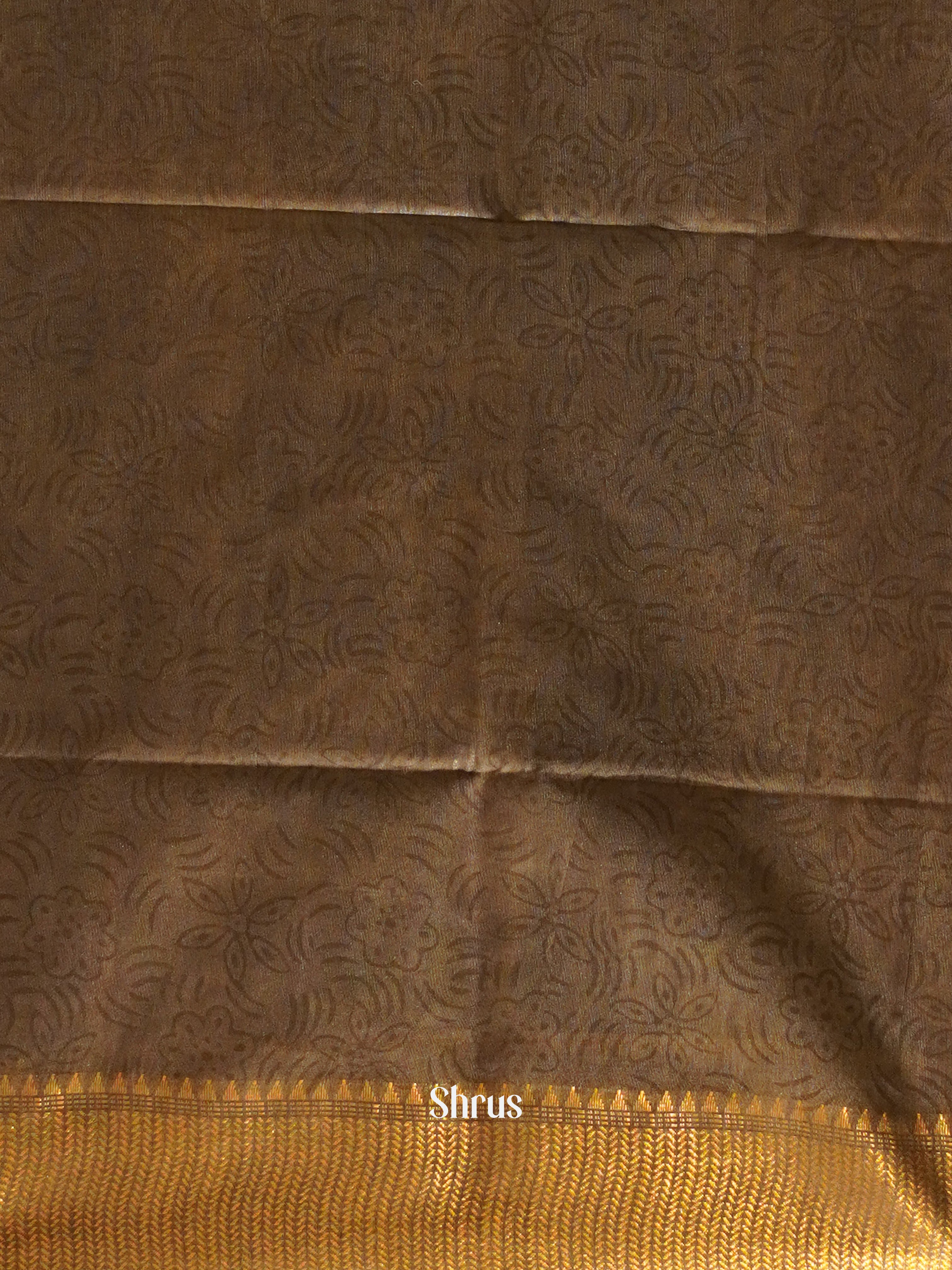 Cream & Brown - Semi Chanderi Saree - Shop on ShrusEternity.com