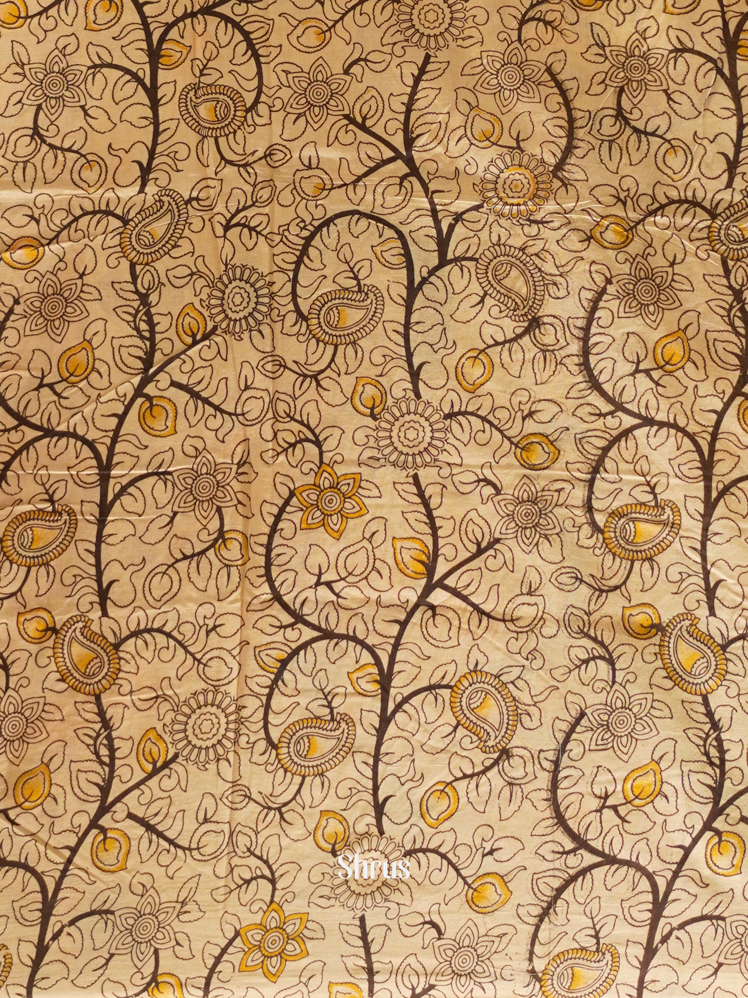 Brown & Beige - kalamkari-cotton Saree - Shop on ShrusEternity.com