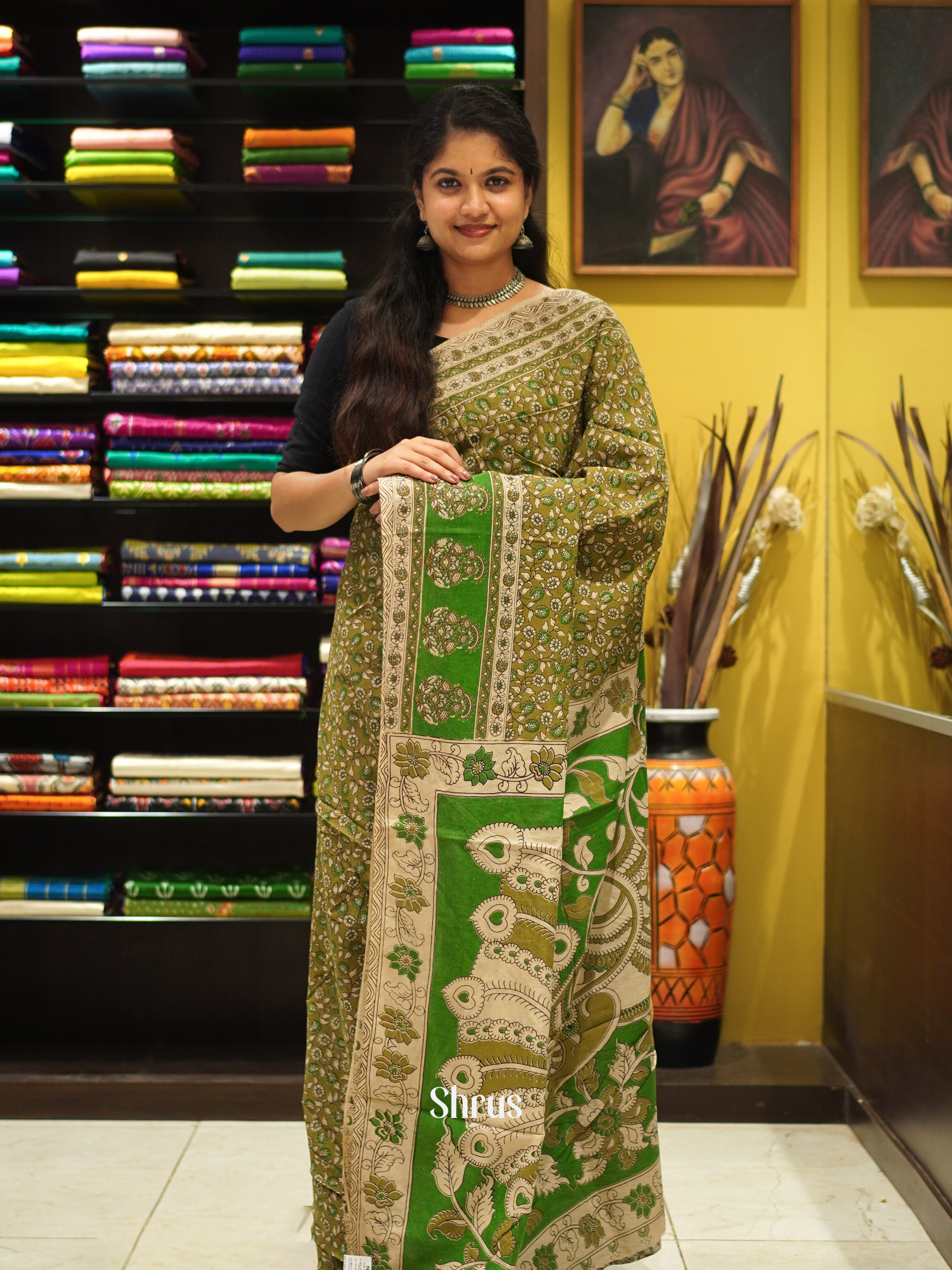 CES04100 - Kalamkari cotton Saree - Shop on ShrusEternity.com