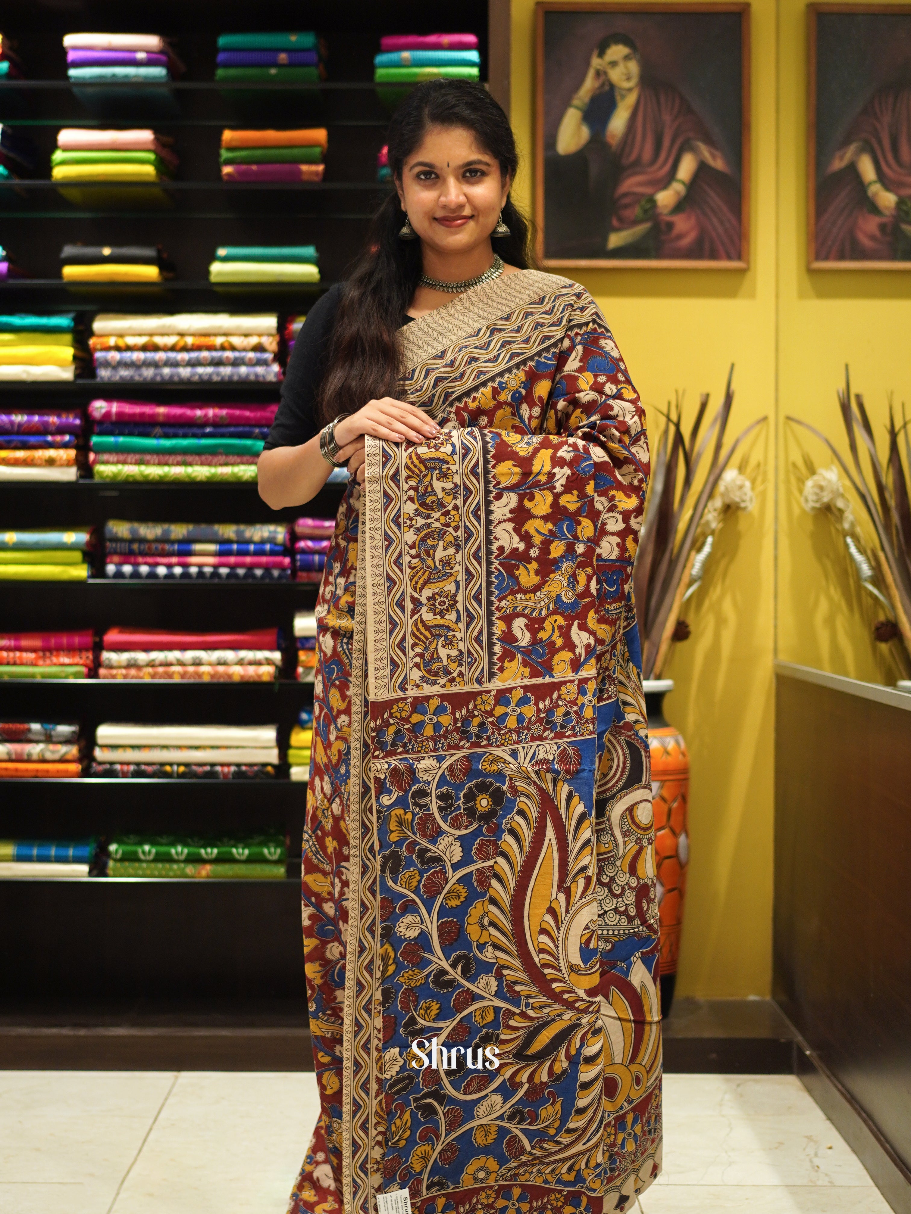 CES04102 - Kalamkari cotton Saree - Shop on ShrusEternity.com