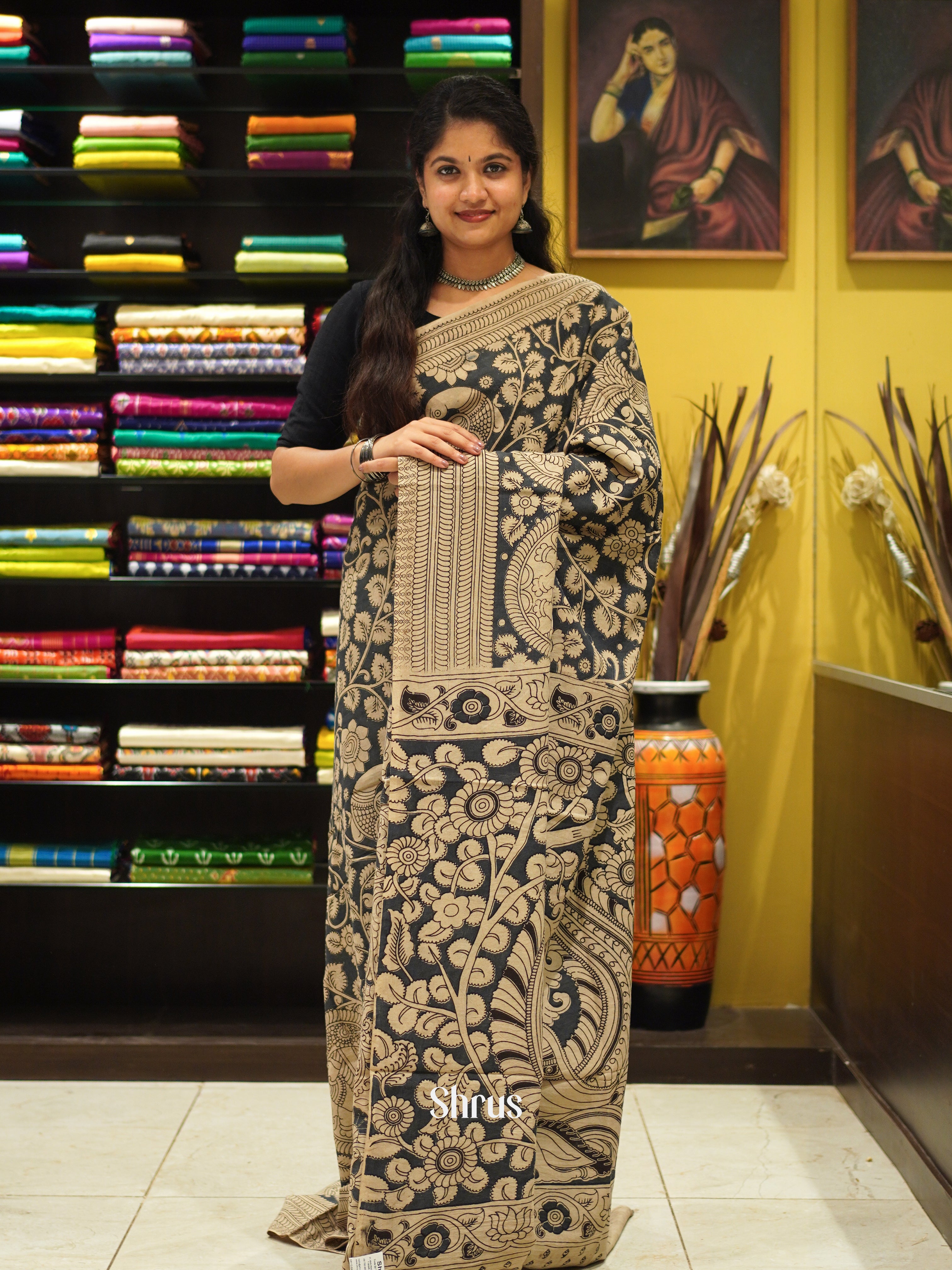 CES04109 - Kalamkari cotton Saree - Shop on ShrusEternity.com