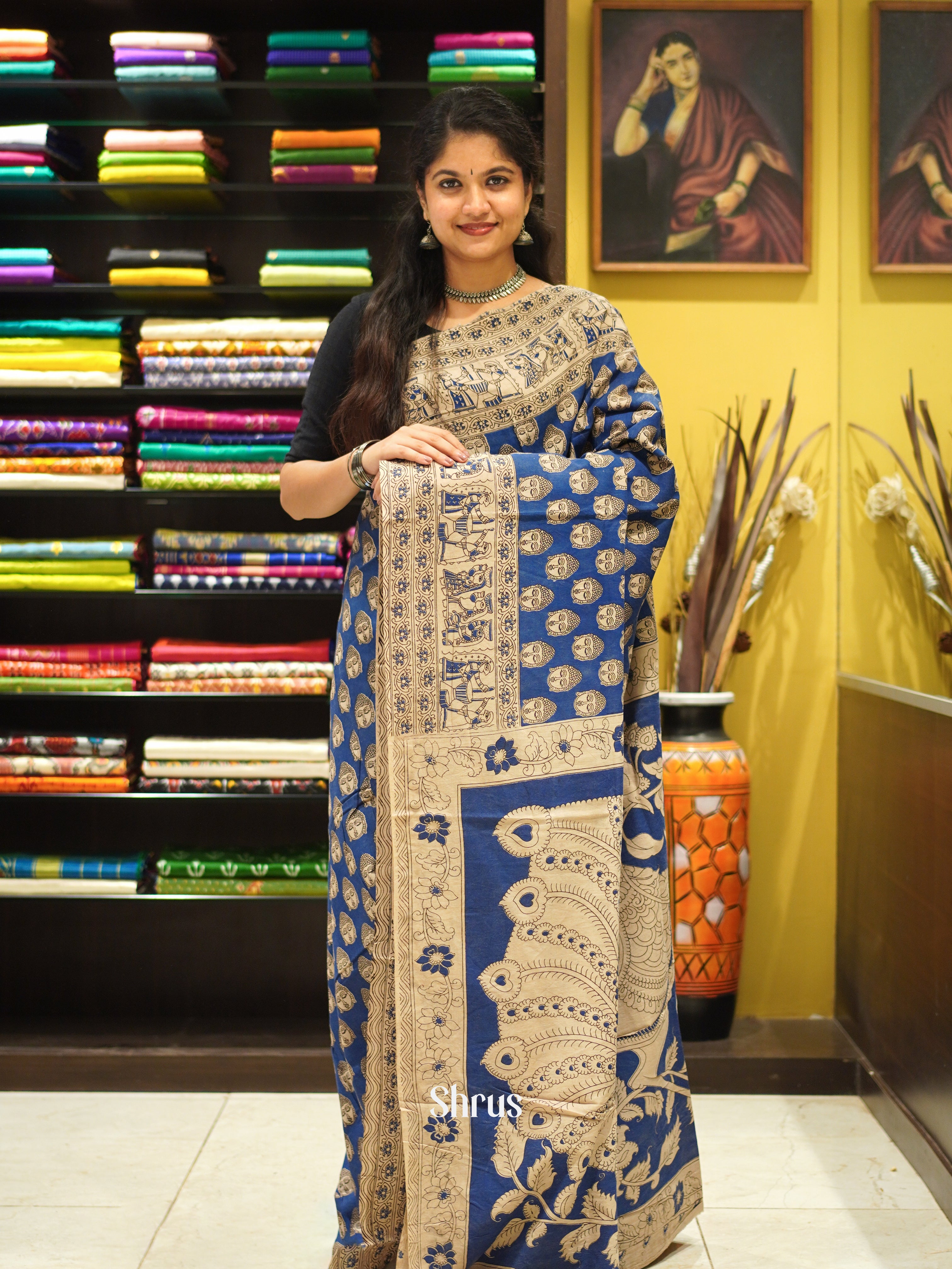 CES04112 - Kalamkari cotton Saree - Shop on ShrusEternity.com