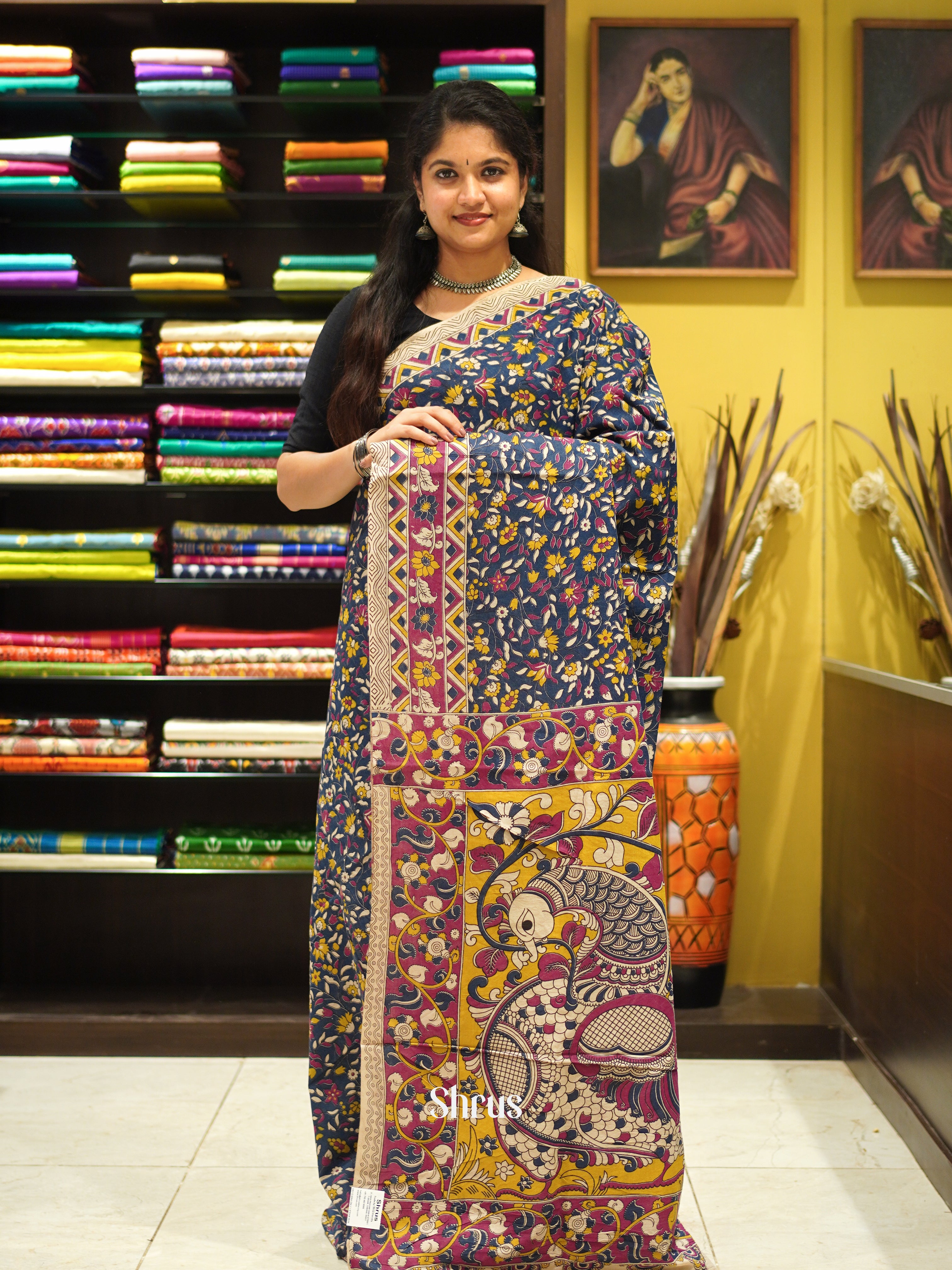 CES04115 - Kalamkari cotton Saree - Shop on ShrusEternity.com