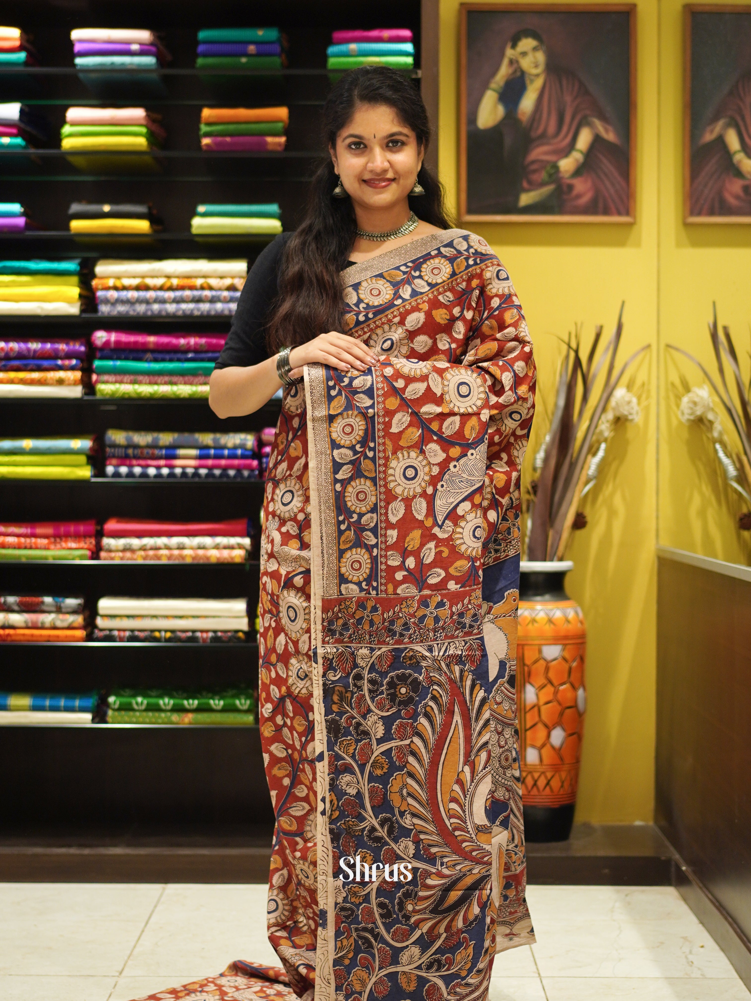 CES04116 - Kalamkari cotton Saree - Shop on ShrusEternity.com