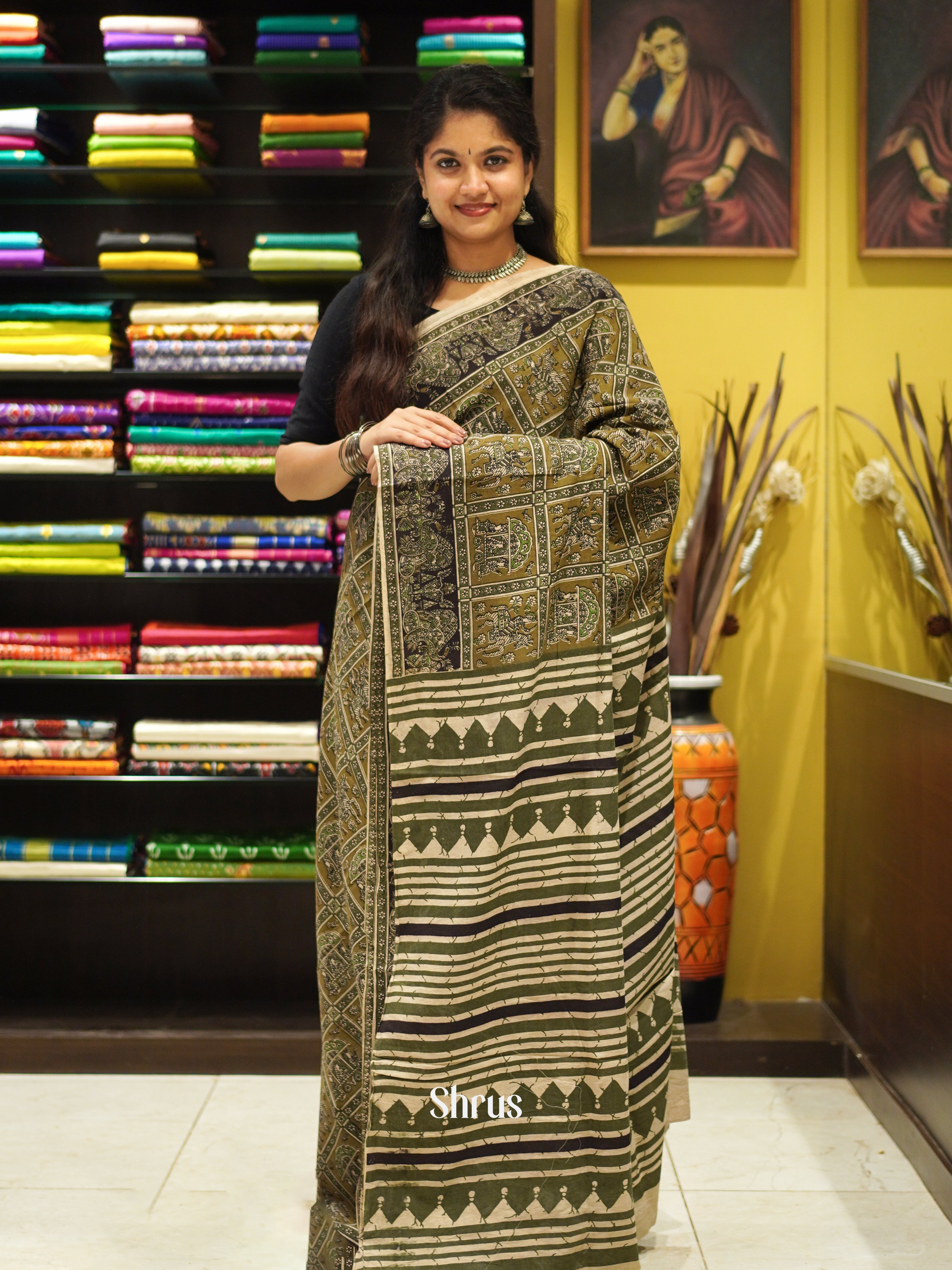 CES04124 - Kalamkari cotton Saree - Shop on ShrusEternity.com