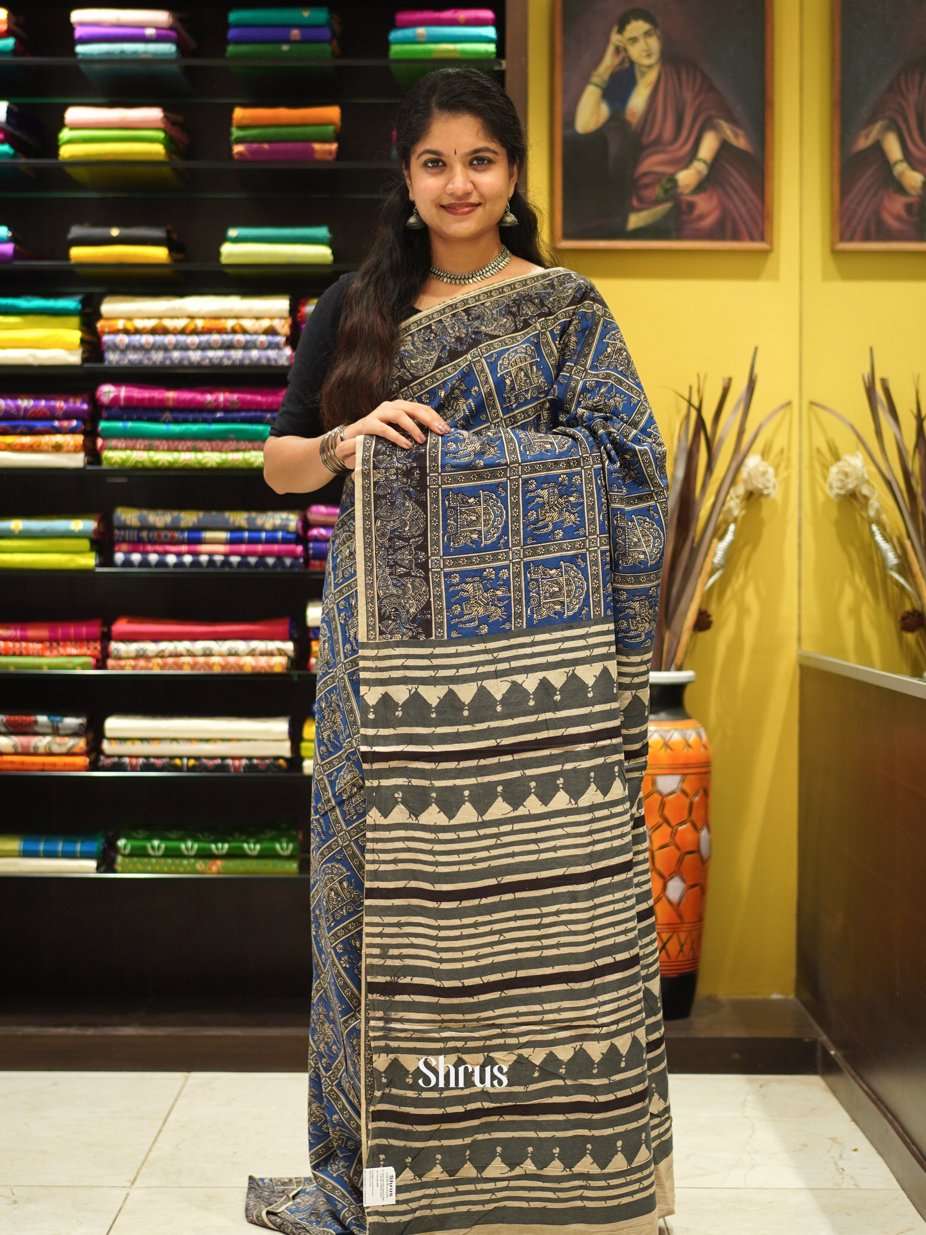 CES04126 - Kalamkari cotton Saree - Shop on ShrusEternity.com