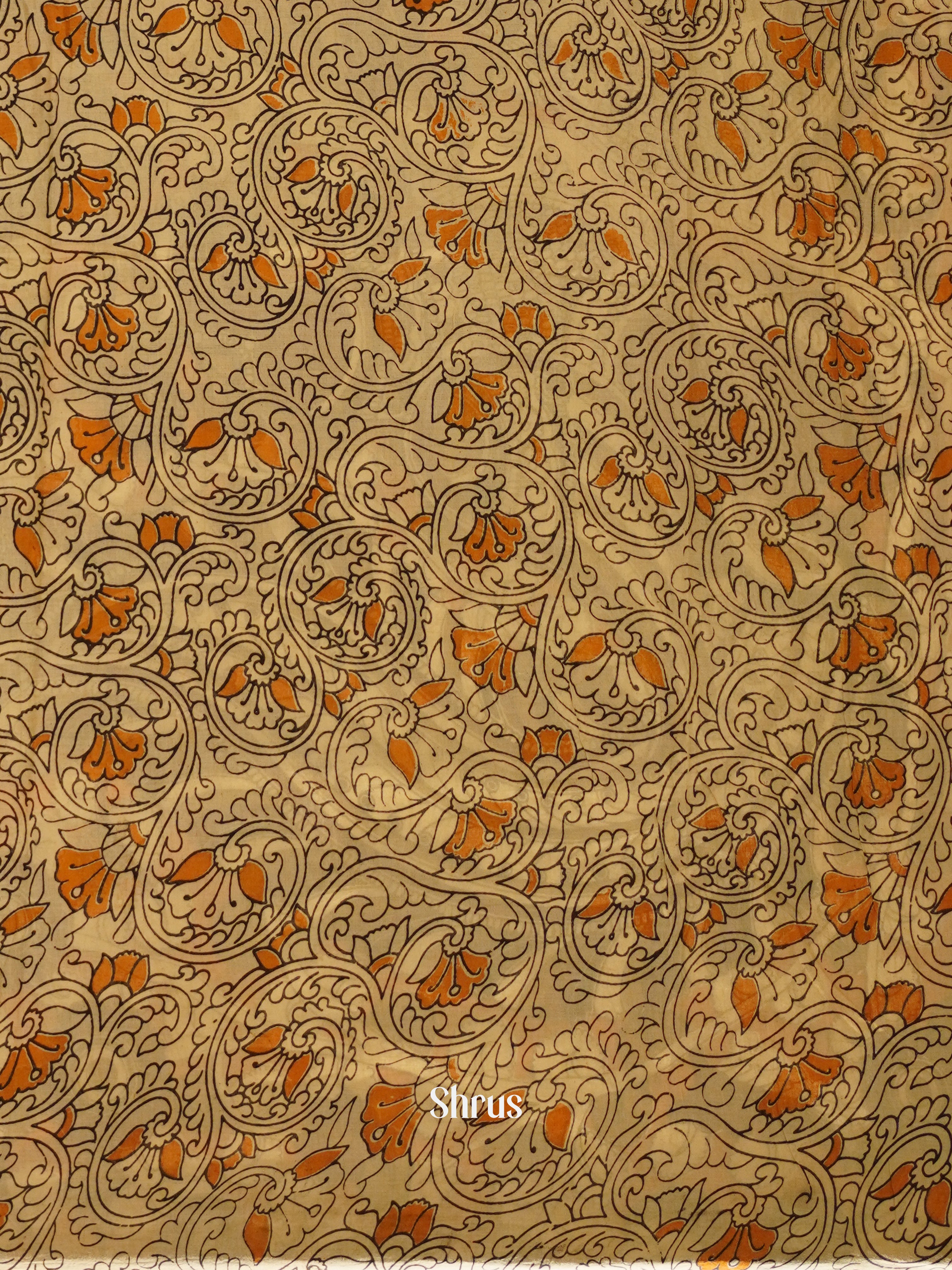 Brown & Orange - kalamkari-cotton Saree - Shop on ShrusEternity.com