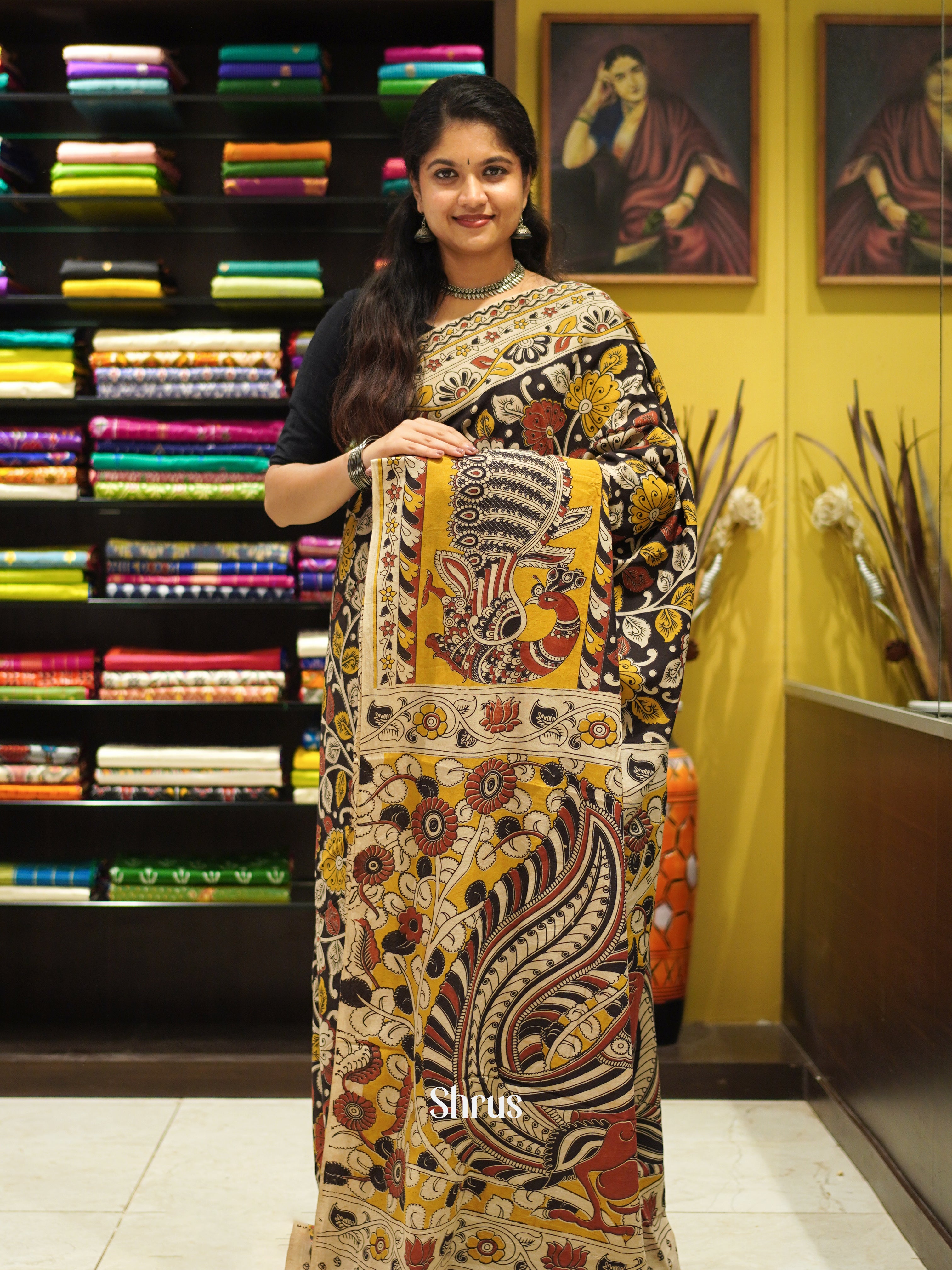 CES04133 - Kalamkari cotton Saree - Shop on ShrusEternity.com