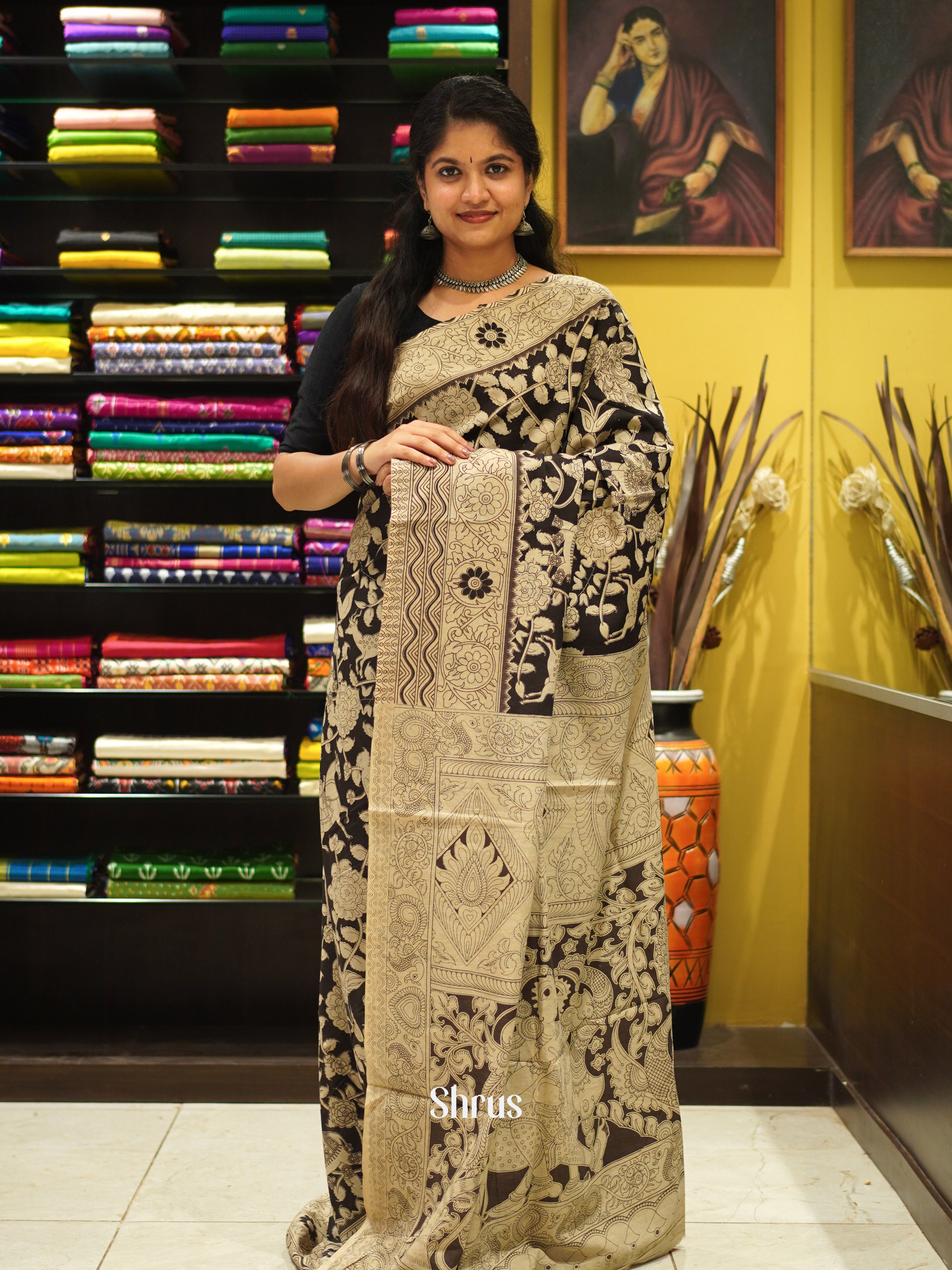 CES04141 - Kalamkari cotton Saree - Shop on ShrusEternity.com