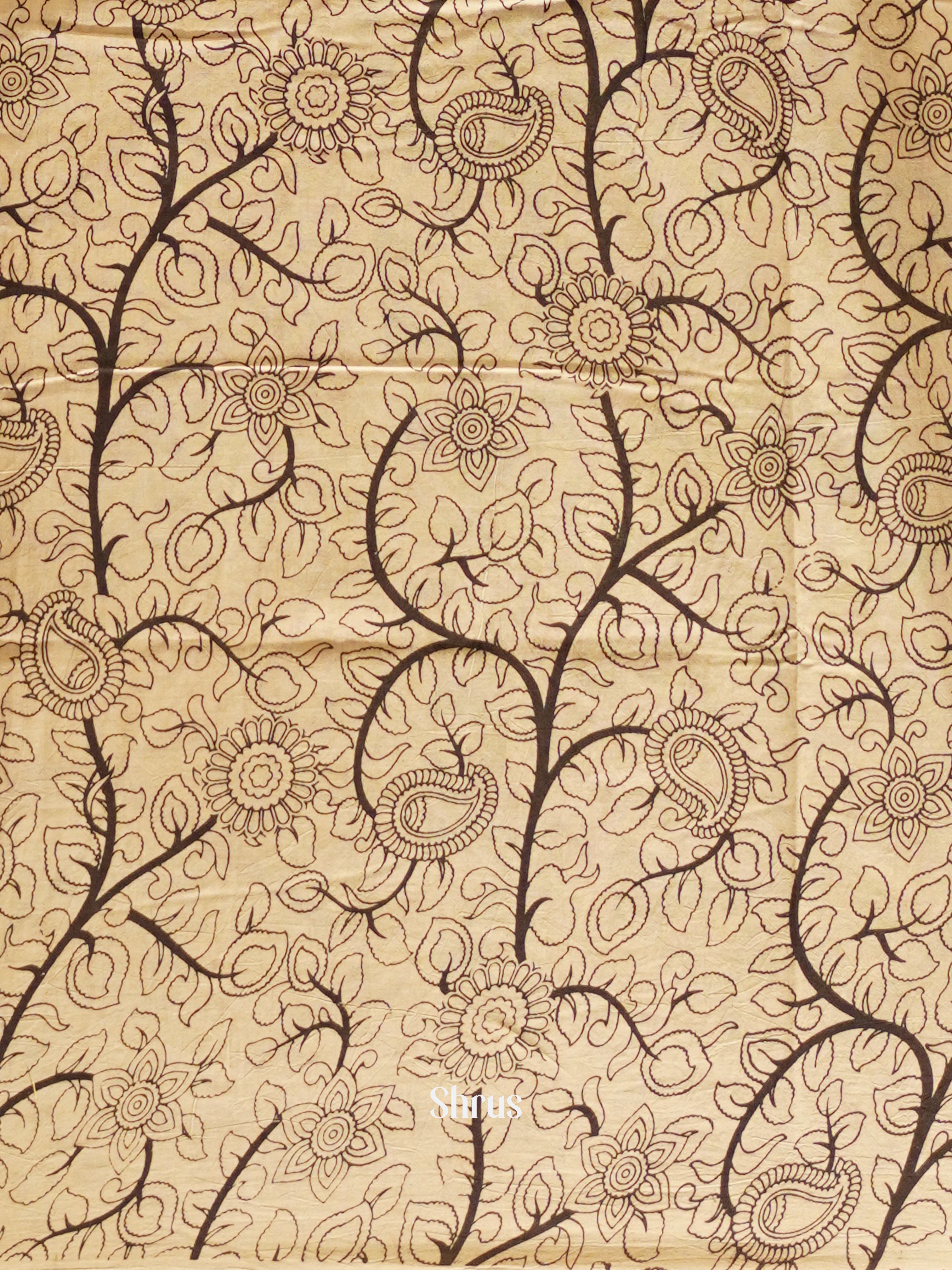 Black & Beige - kalamkari-cotton Saree - Shop on ShrusEternity.com