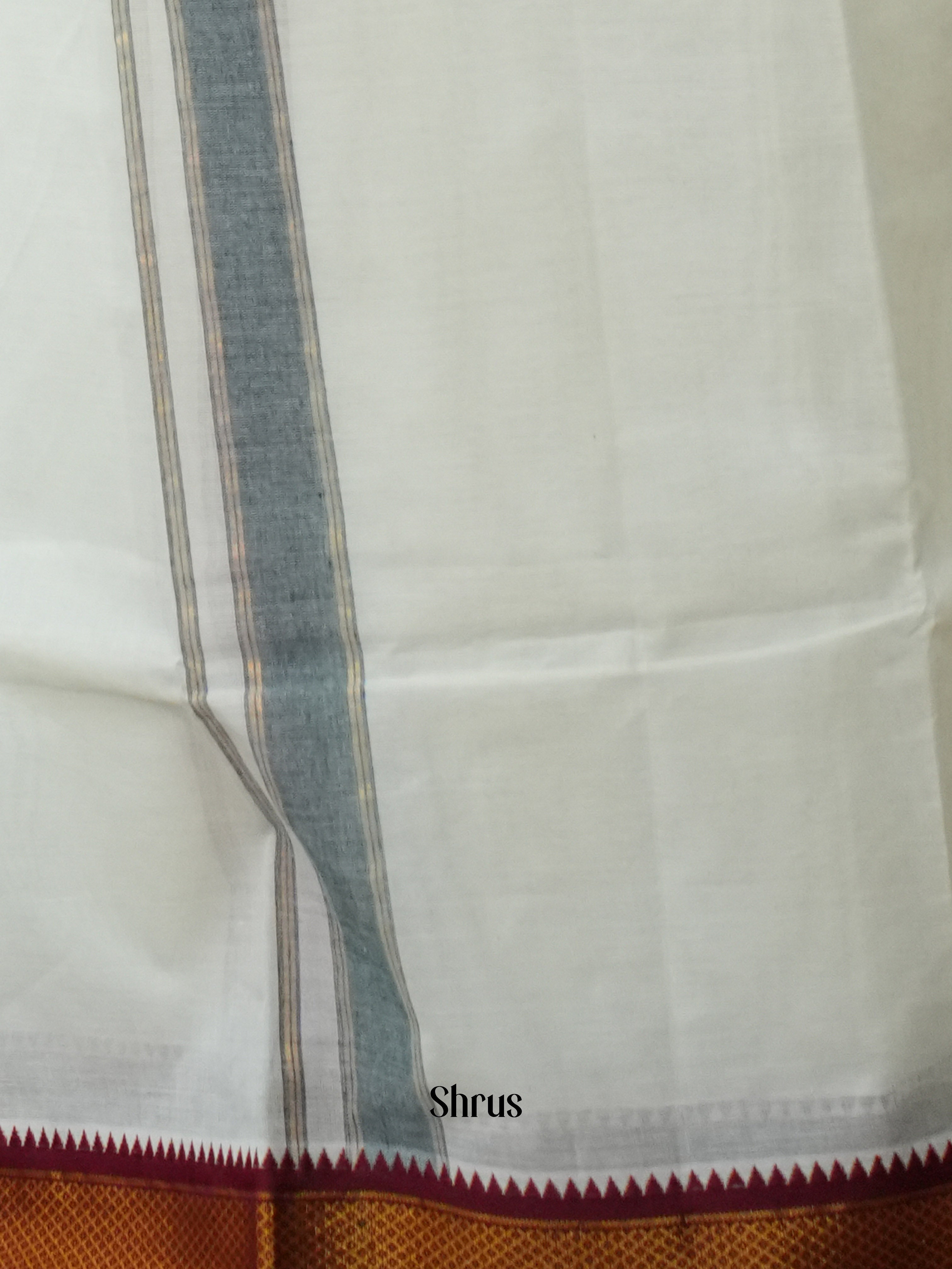 White & Maroon - Dhoti - Shop on ShrusEternity.com