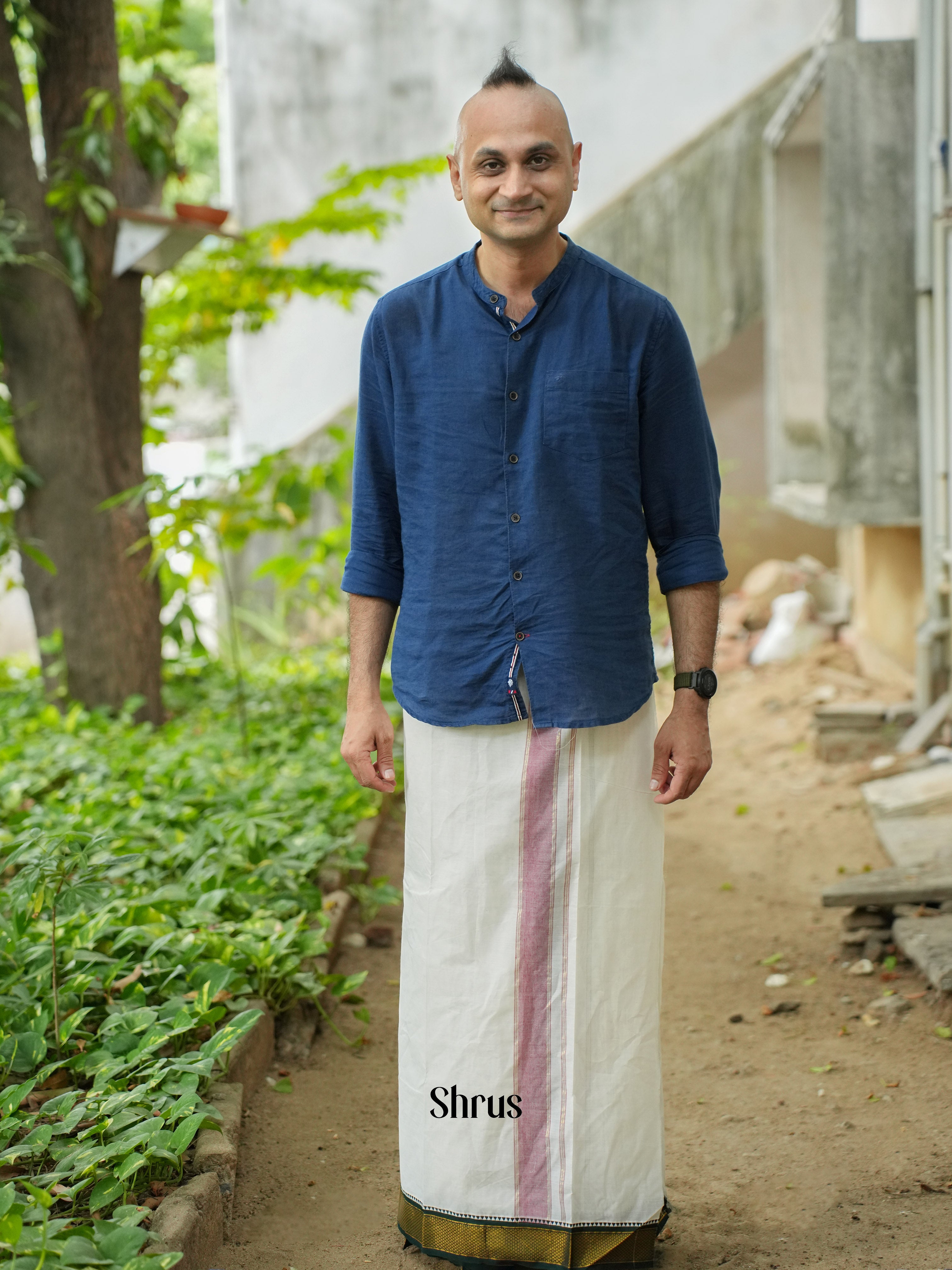 Cream & Green  - Dhoti - Shop on ShrusEternity.com