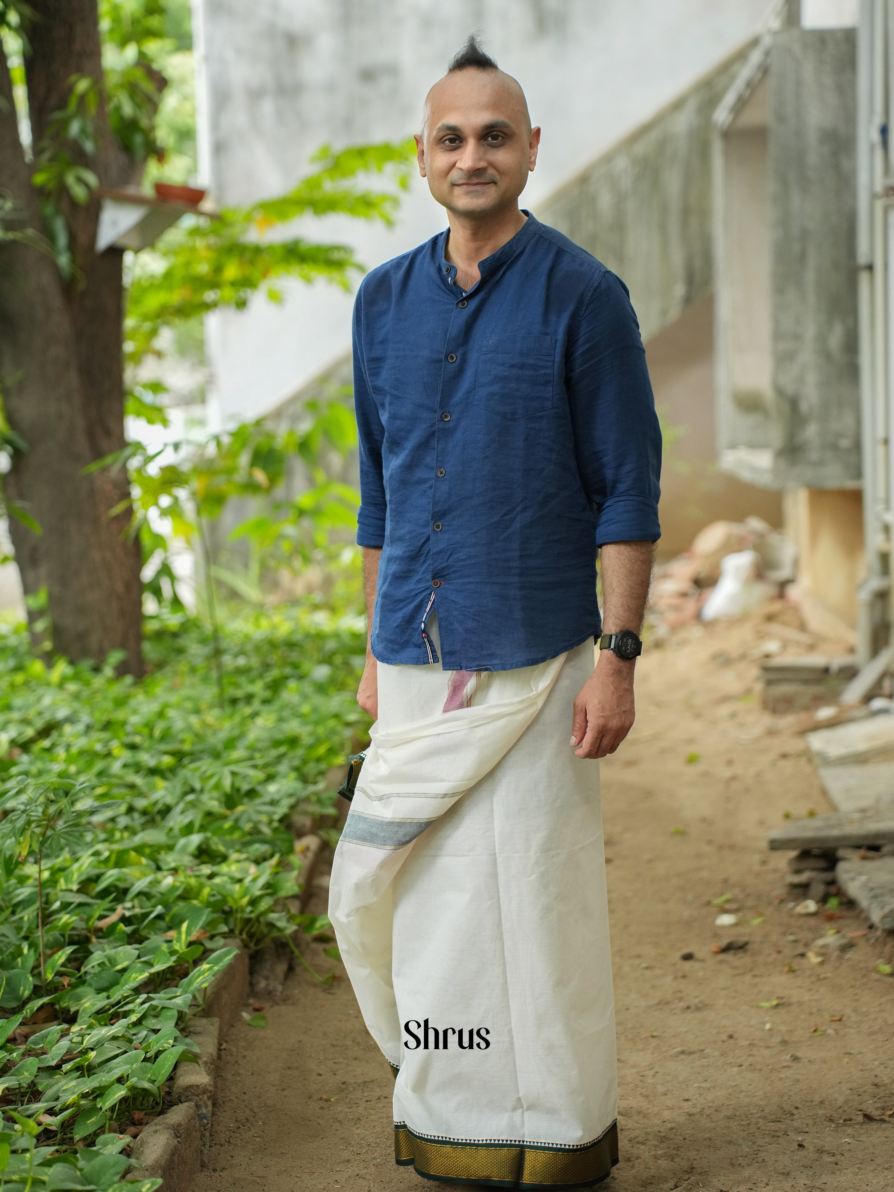 Cream & Green  - Dhoti - Shop on ShrusEternity.com