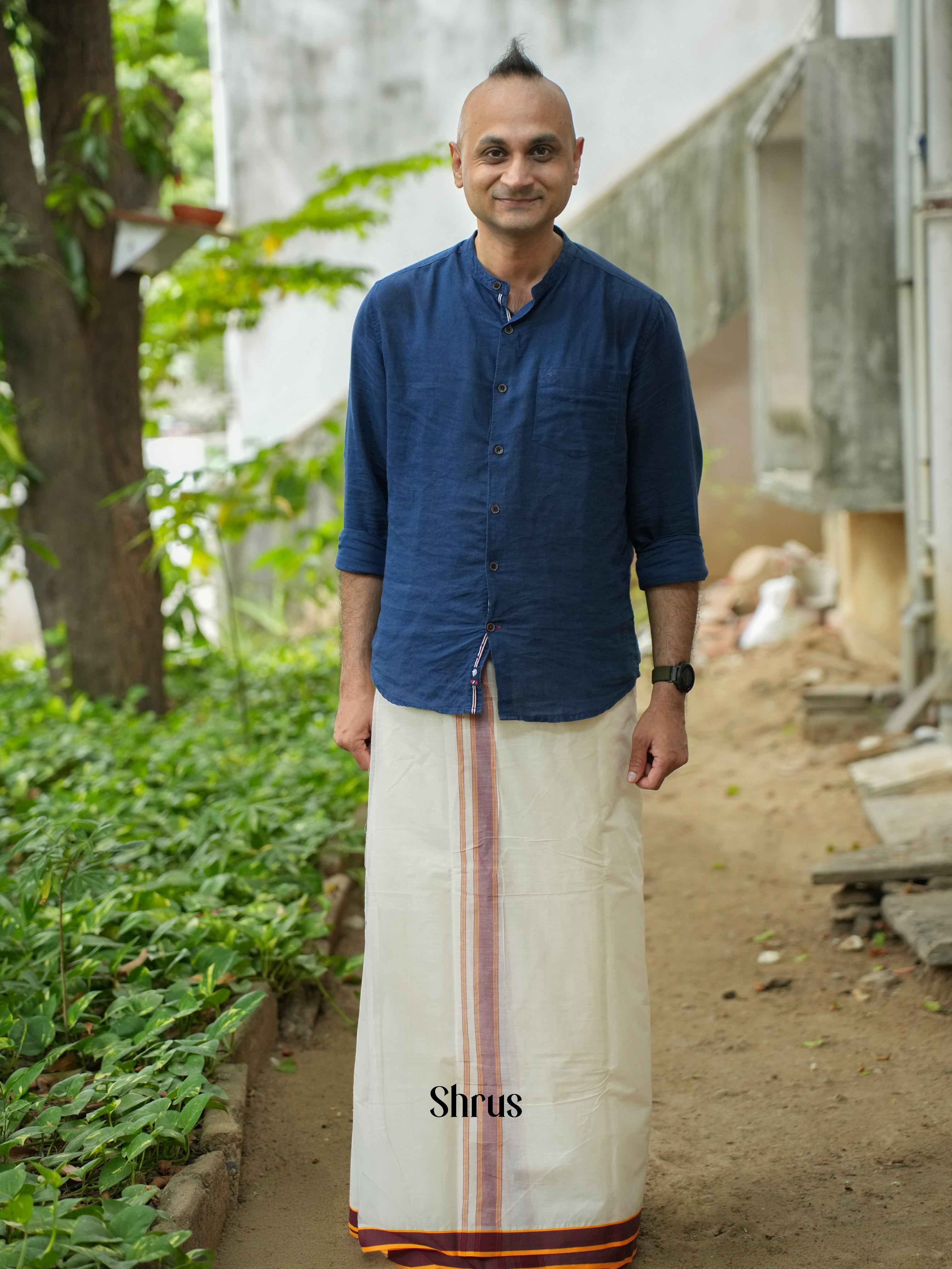 Cream & Maroon - Dhoti - Shop on ShrusEternity.com