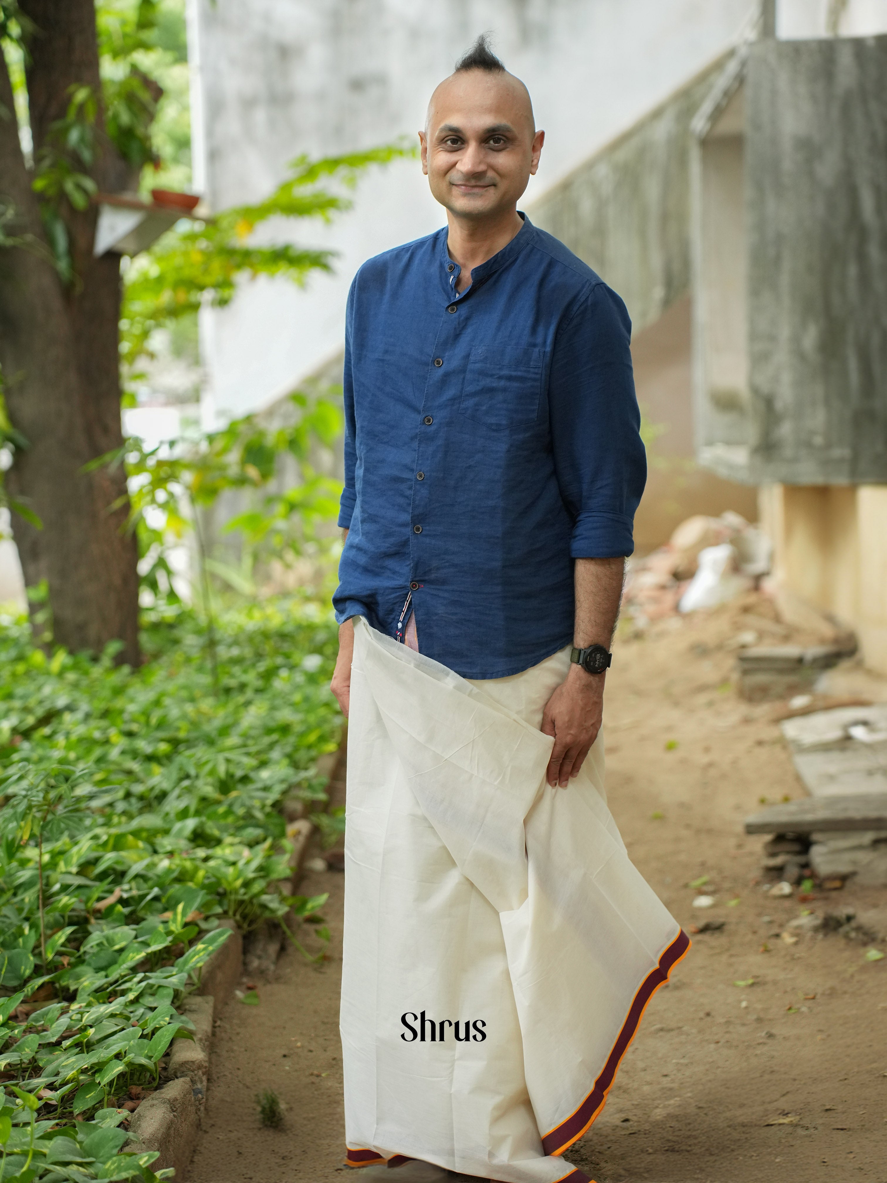 Cream & Maroon - Dhoti - Shop on ShrusEternity.com