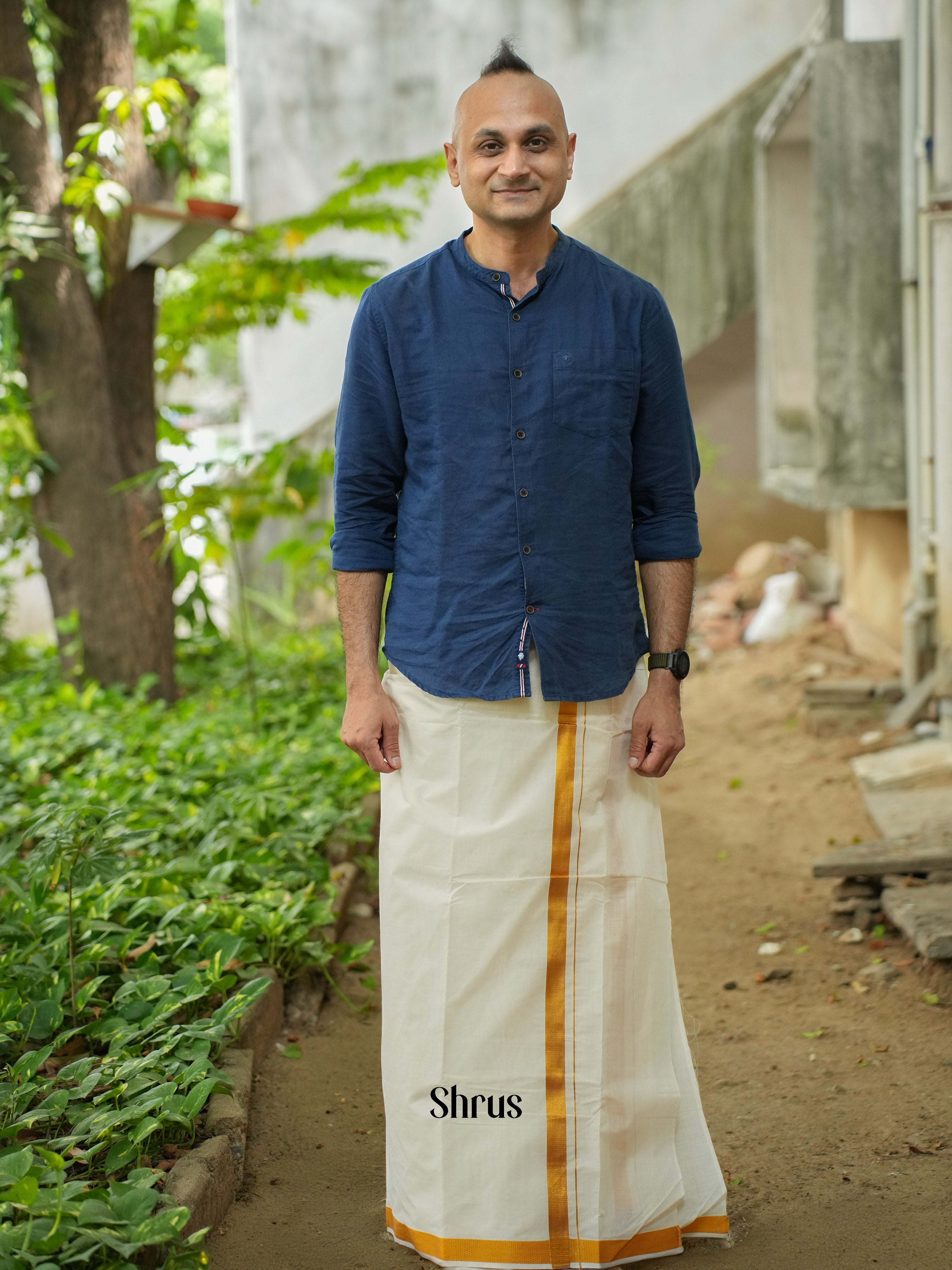 White & Gold - Dhoti - Shop on ShrusEternity.com