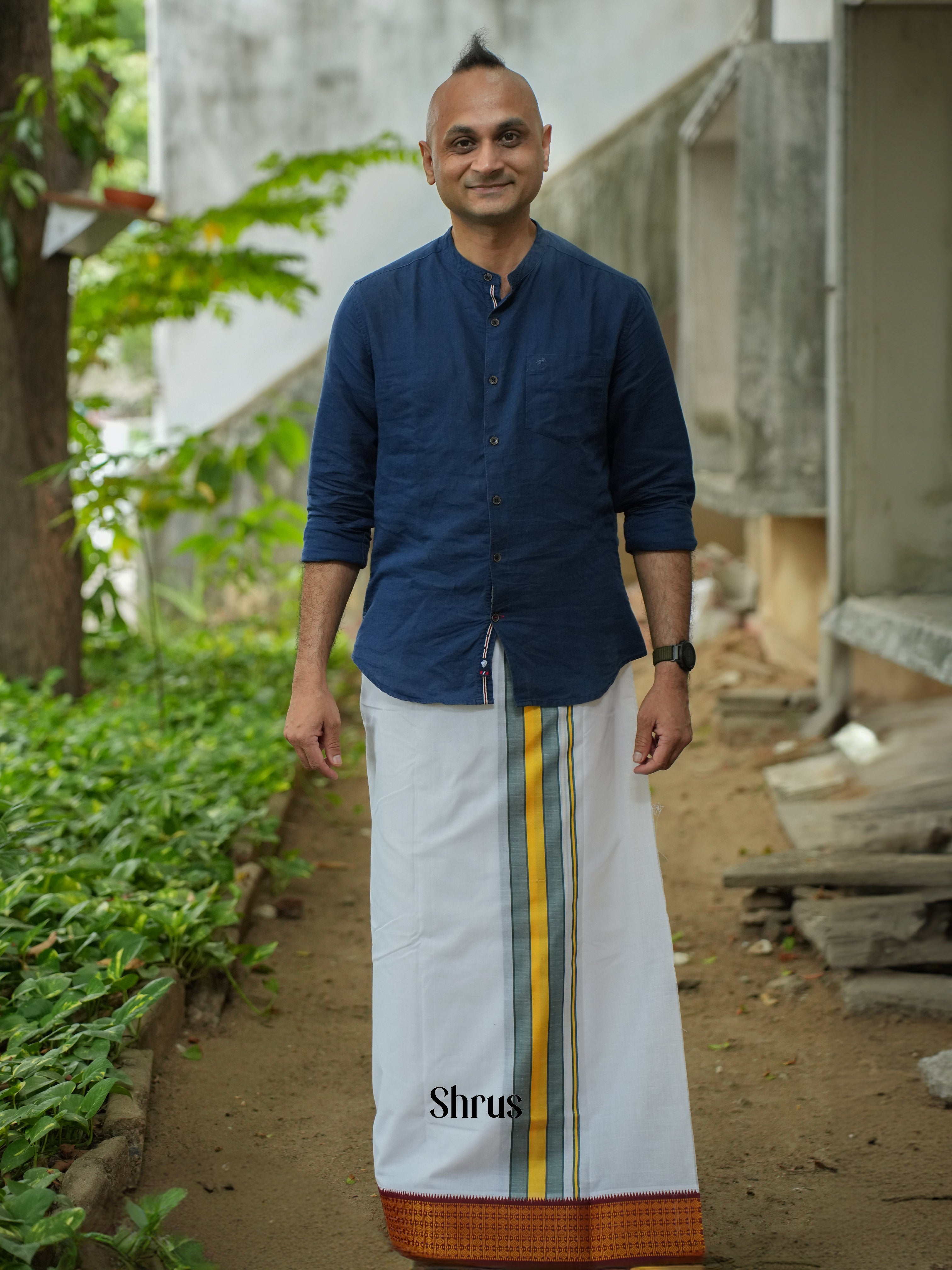 White & Maroon - Dhoti - Shop on ShrusEternity.com