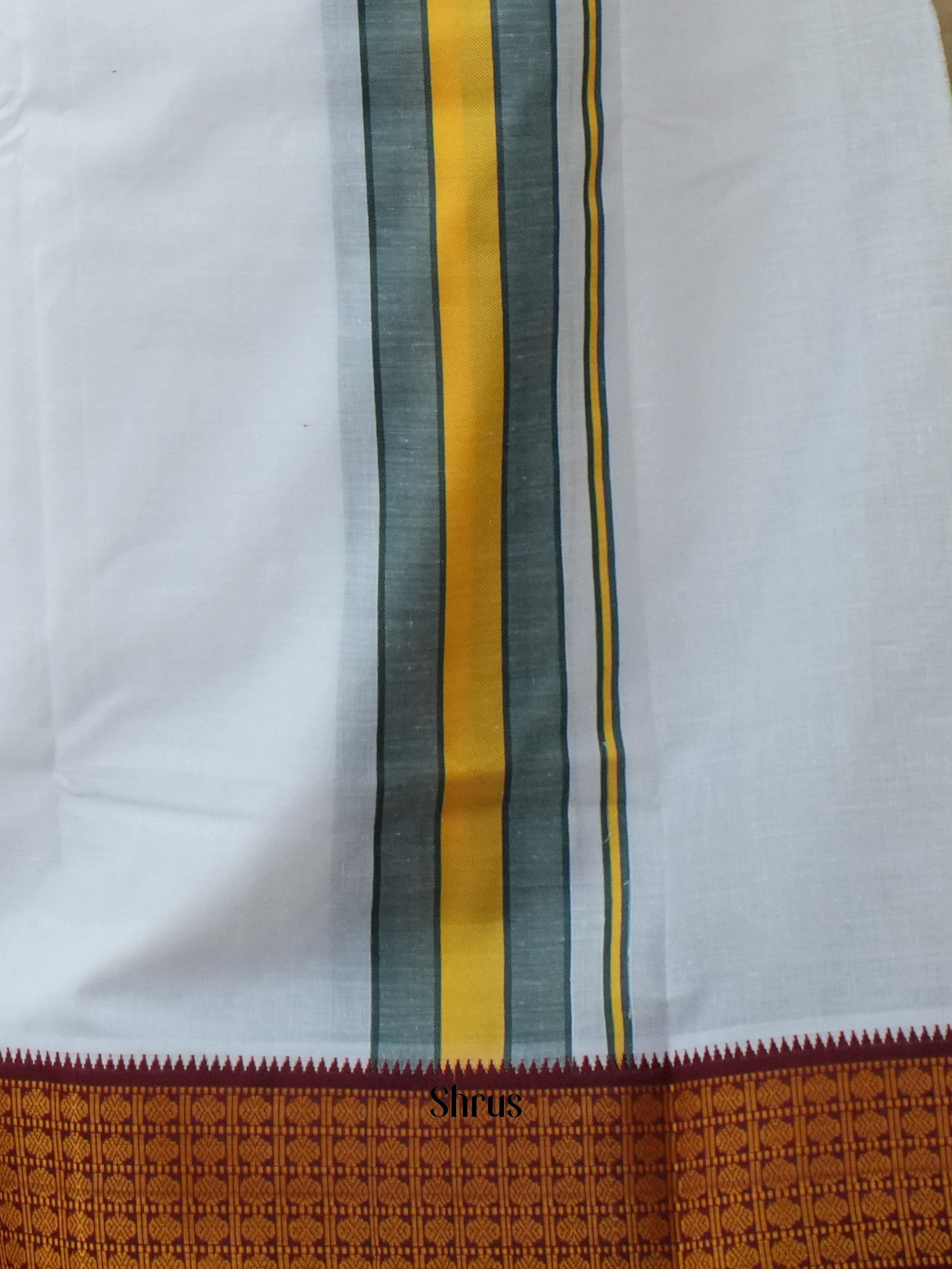 White & Maroon - Dhoti - Shop on ShrusEternity.com