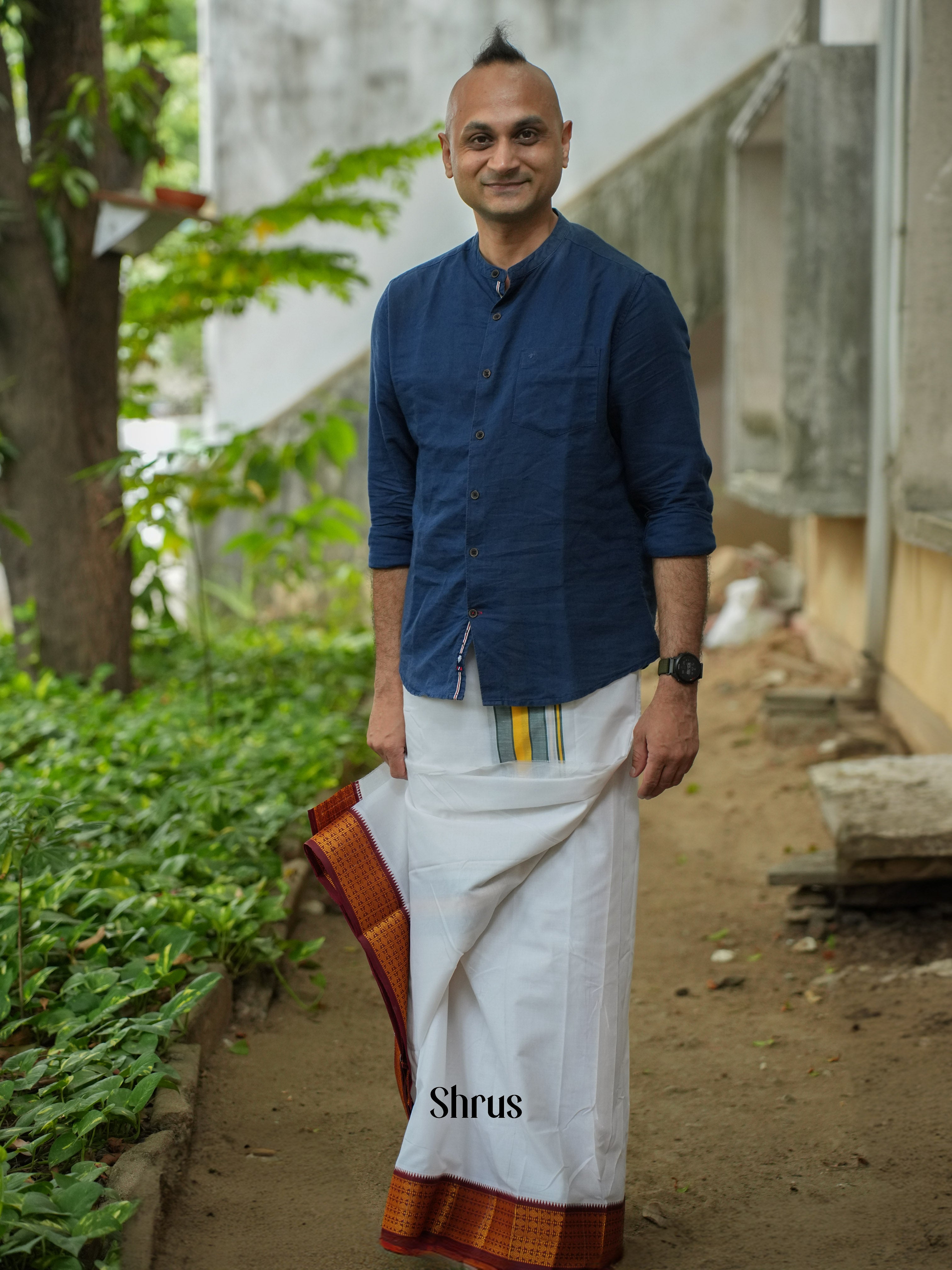 White & Maroon - Dhoti - Shop on ShrusEternity.com