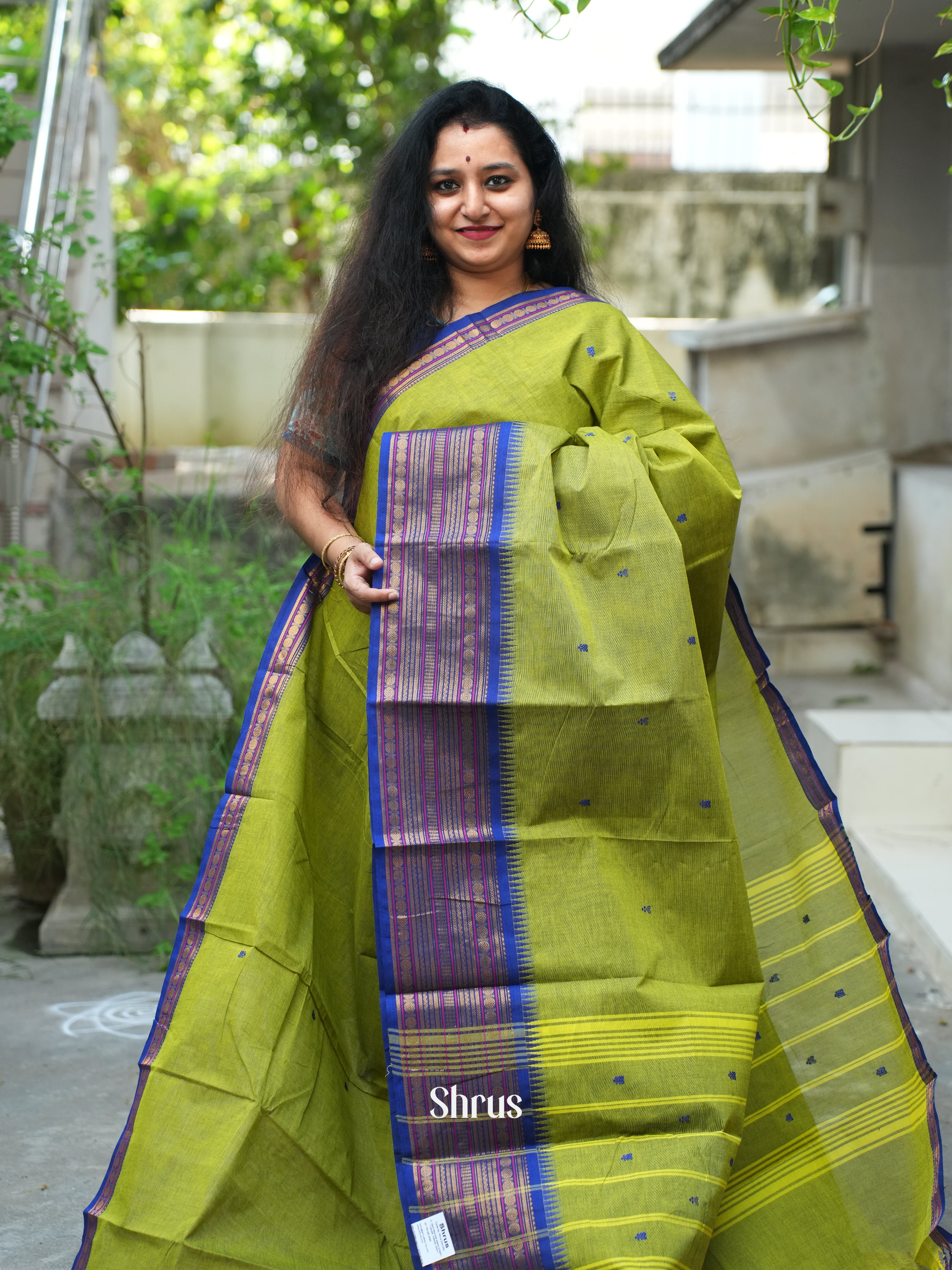 Green & Blue - Chettinad Cotton Saree - Shop on ShrusEternity.com