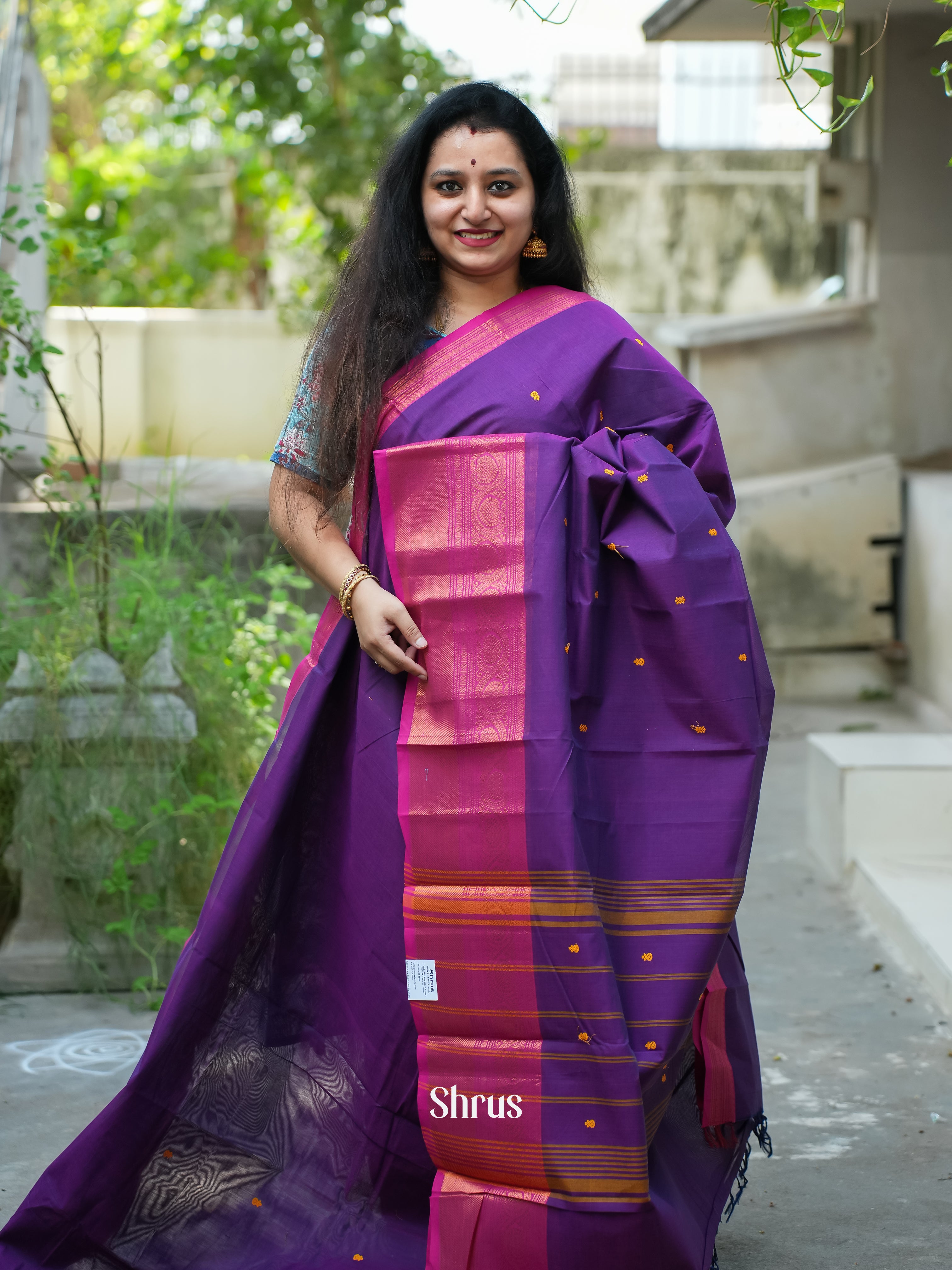 Violet & Pink - Chettinad Cotton Saree