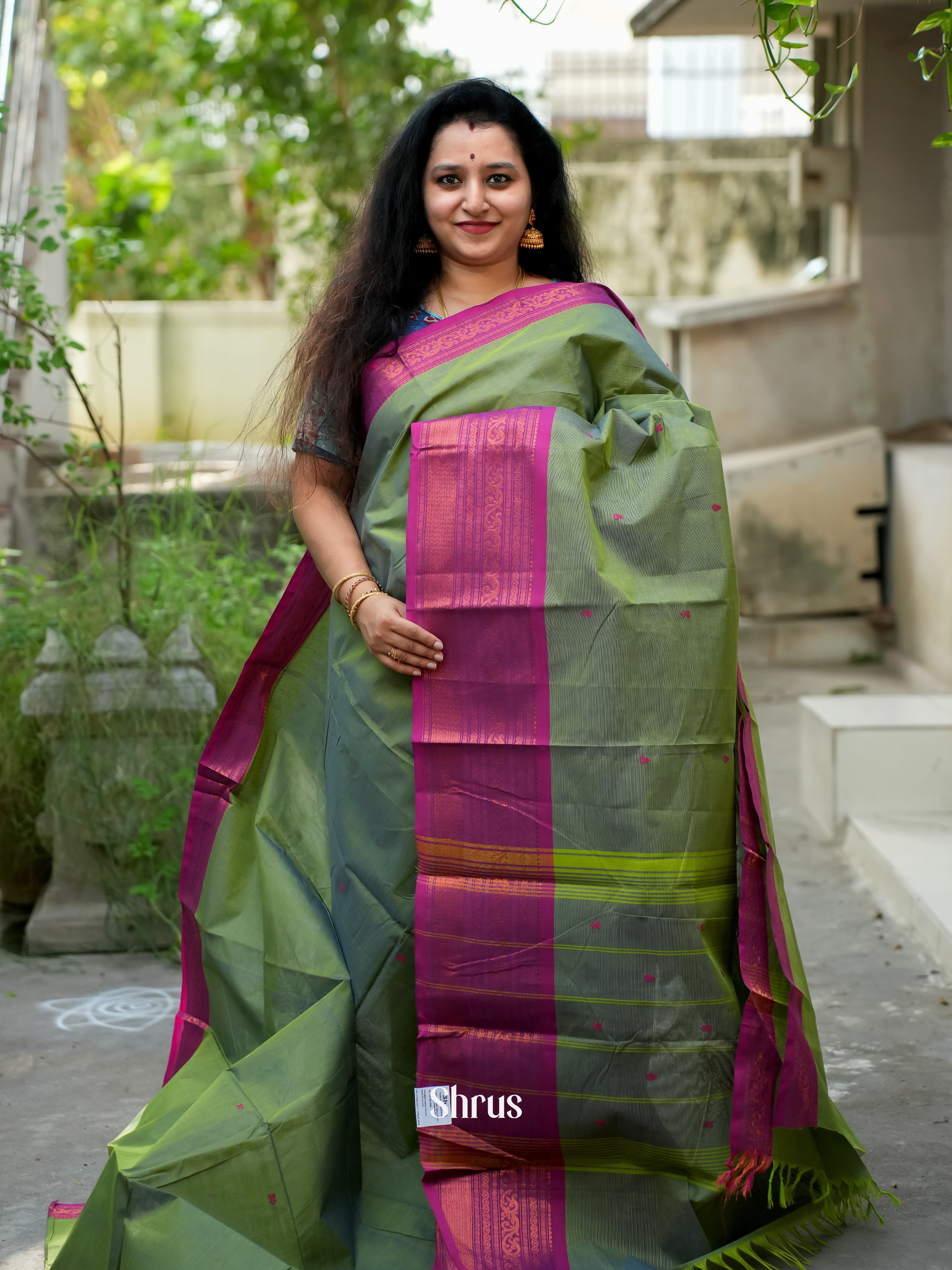 Green & Purple- Chettinad Cotton Saree - Shop on ShrusEternity.com